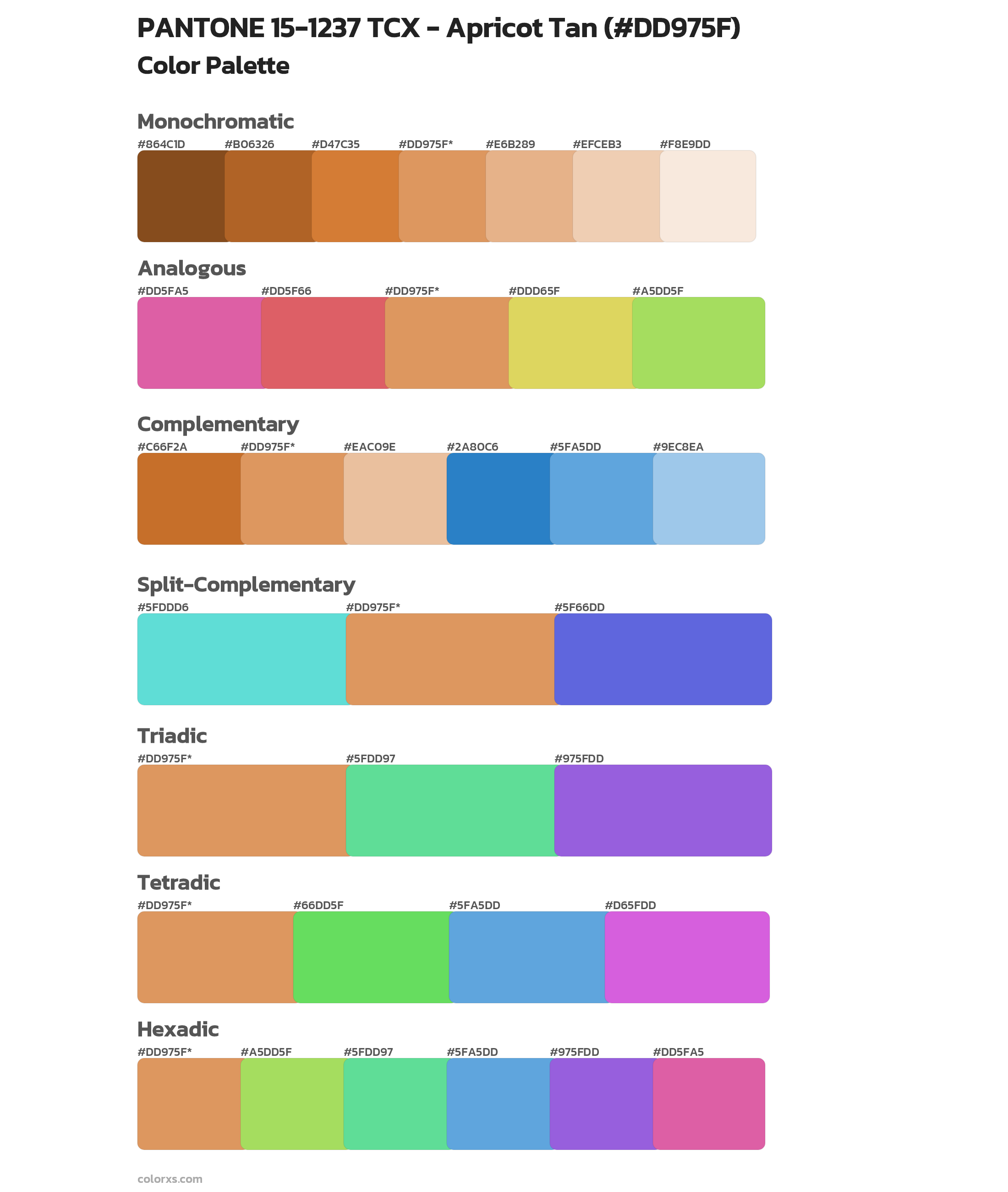 PANTONE 15-1237 TCX - Apricot Tan Color Scheme Palettes
