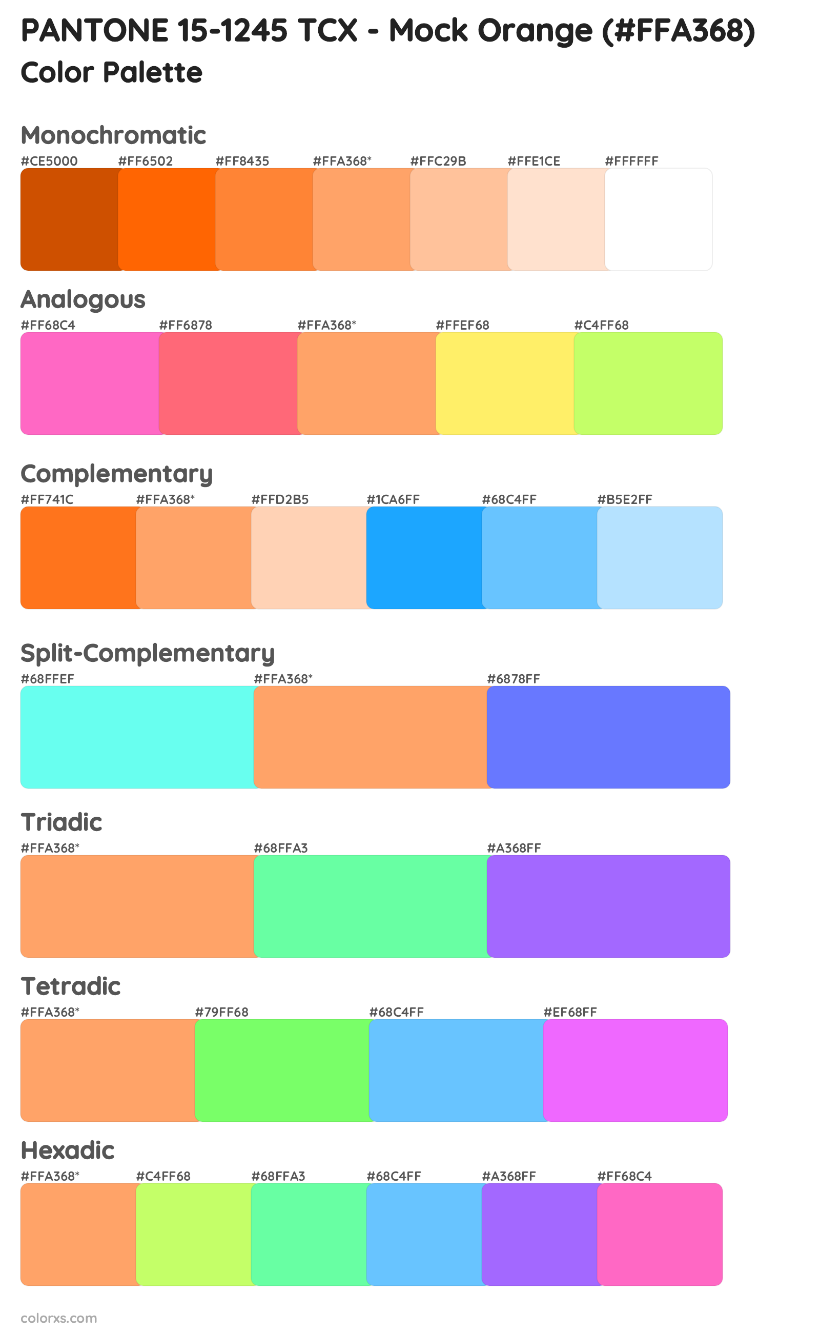 PANTONE 15-1245 TCX - Mock Orange Color Scheme Palettes