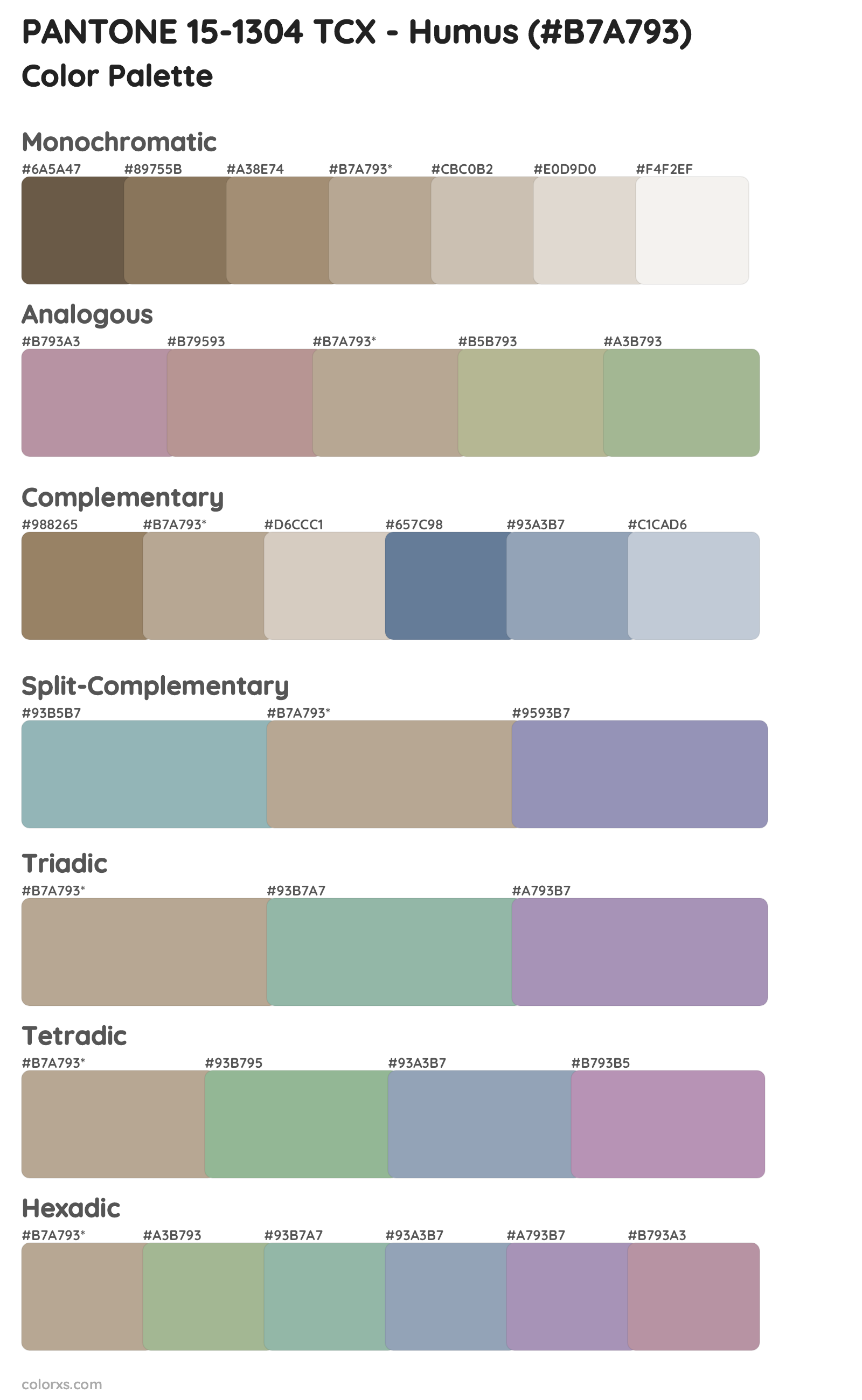 PANTONE 15-1304 TCX - Humus Color Scheme Palettes