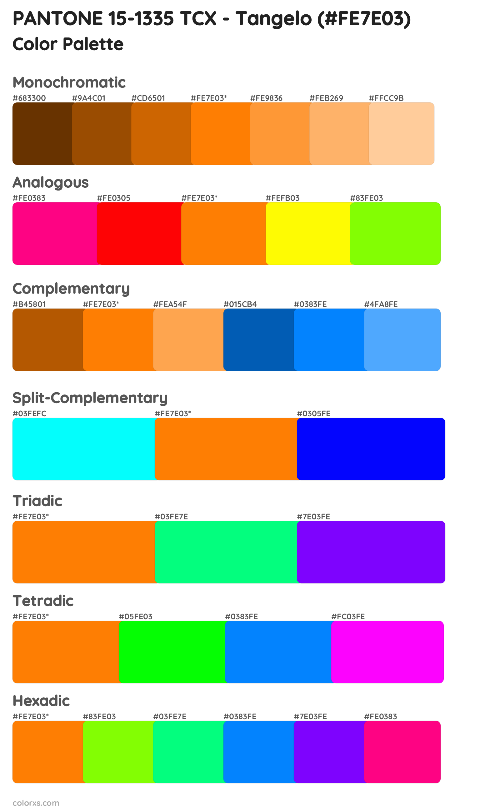 PANTONE 15-1335 TCX - Tangelo Color Scheme Palettes
