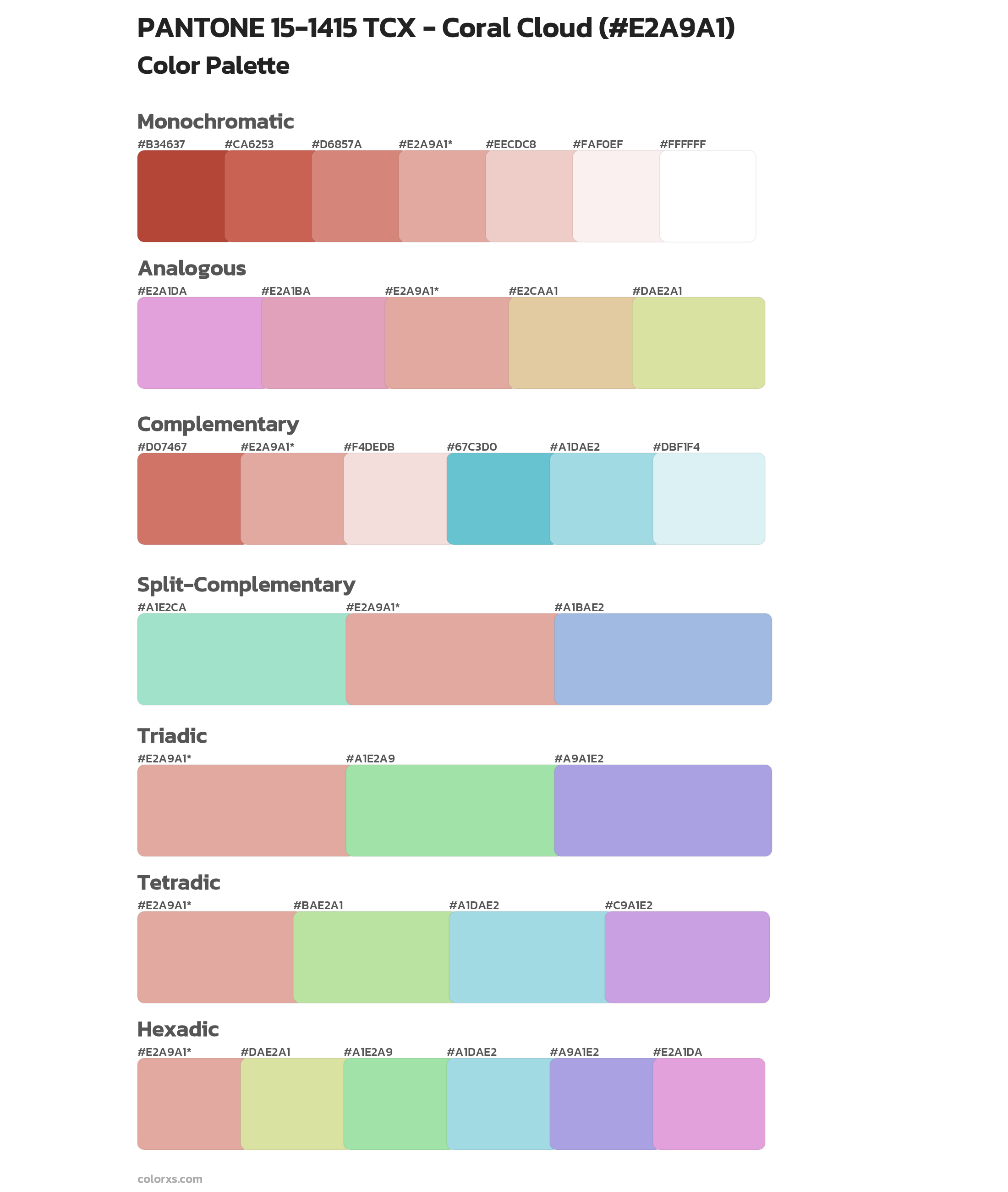 PANTONE 15-1415 TCX - Coral Cloud Color Scheme Palettes