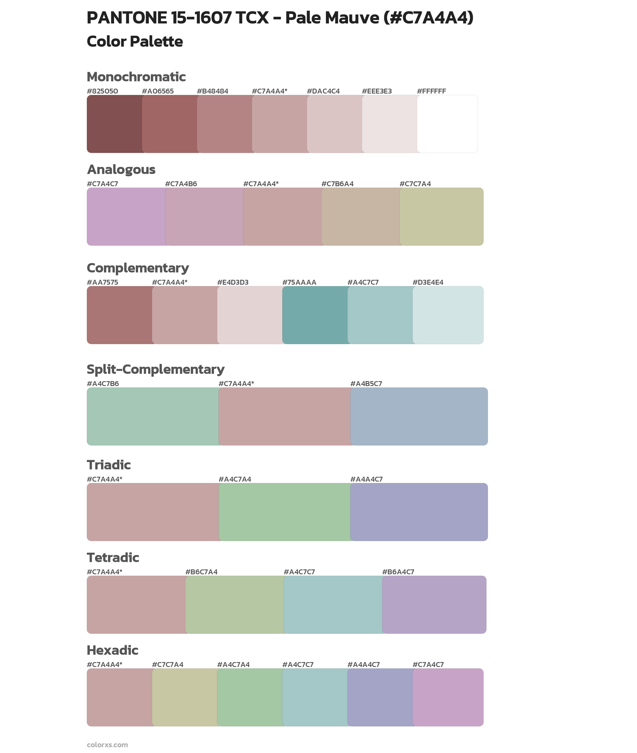 PANTONE 15-1607 TCX - Pale Mauve Color Scheme Palettes