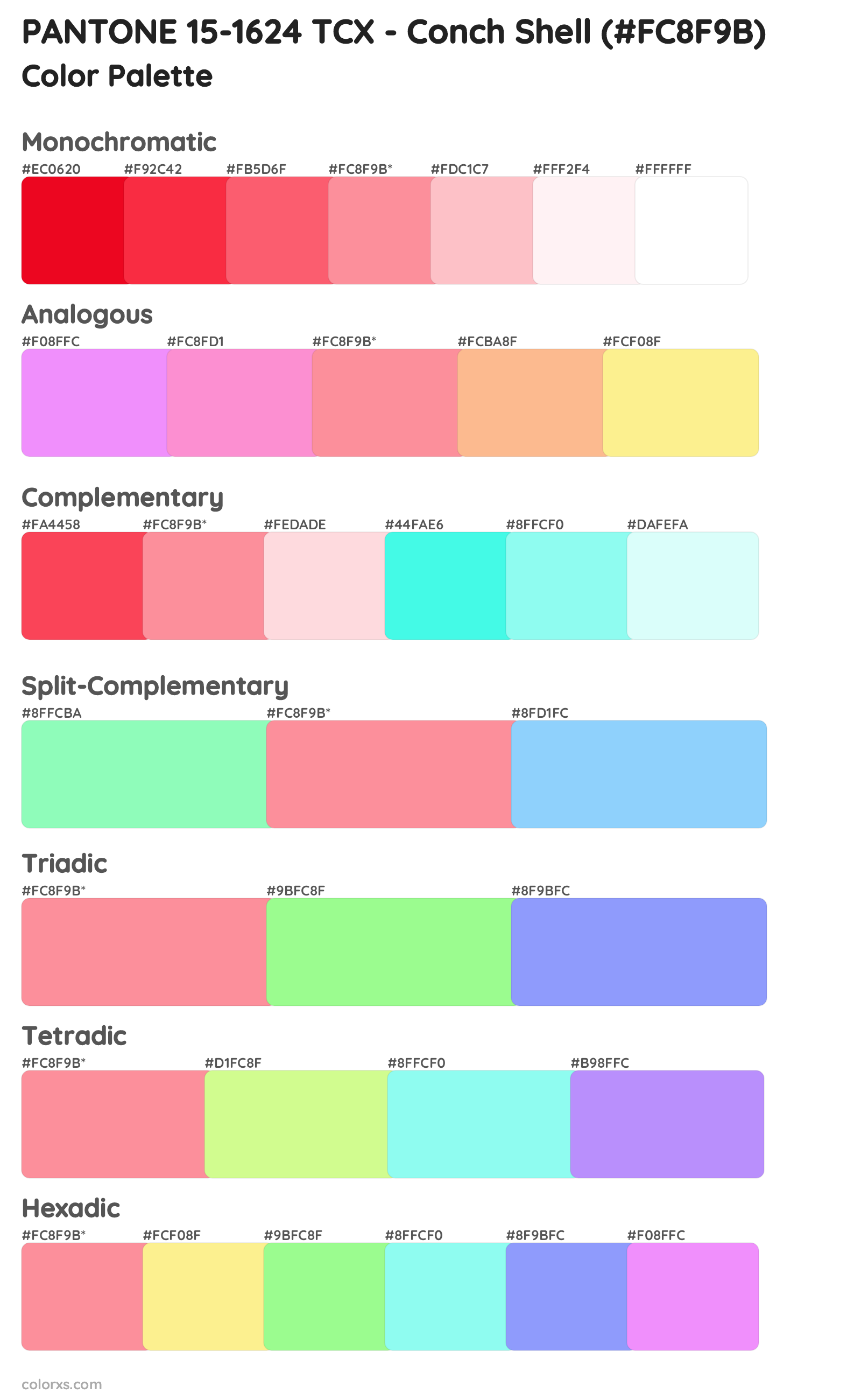 PANTONE 15-1624 TCX - Conch Shell Color Scheme Palettes