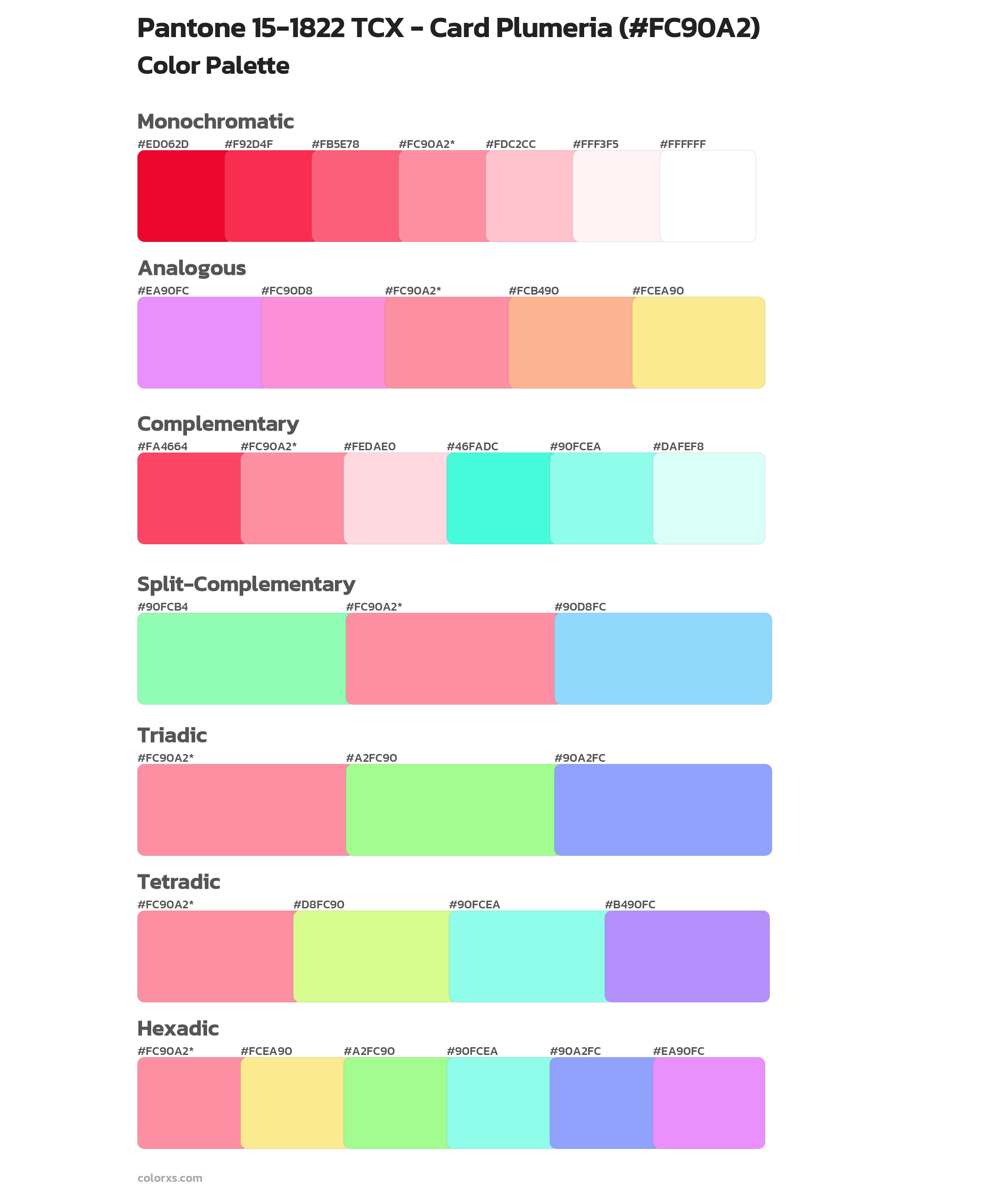 Pantone 15-1822 TCX - Card Plumeria Color Scheme Palettes