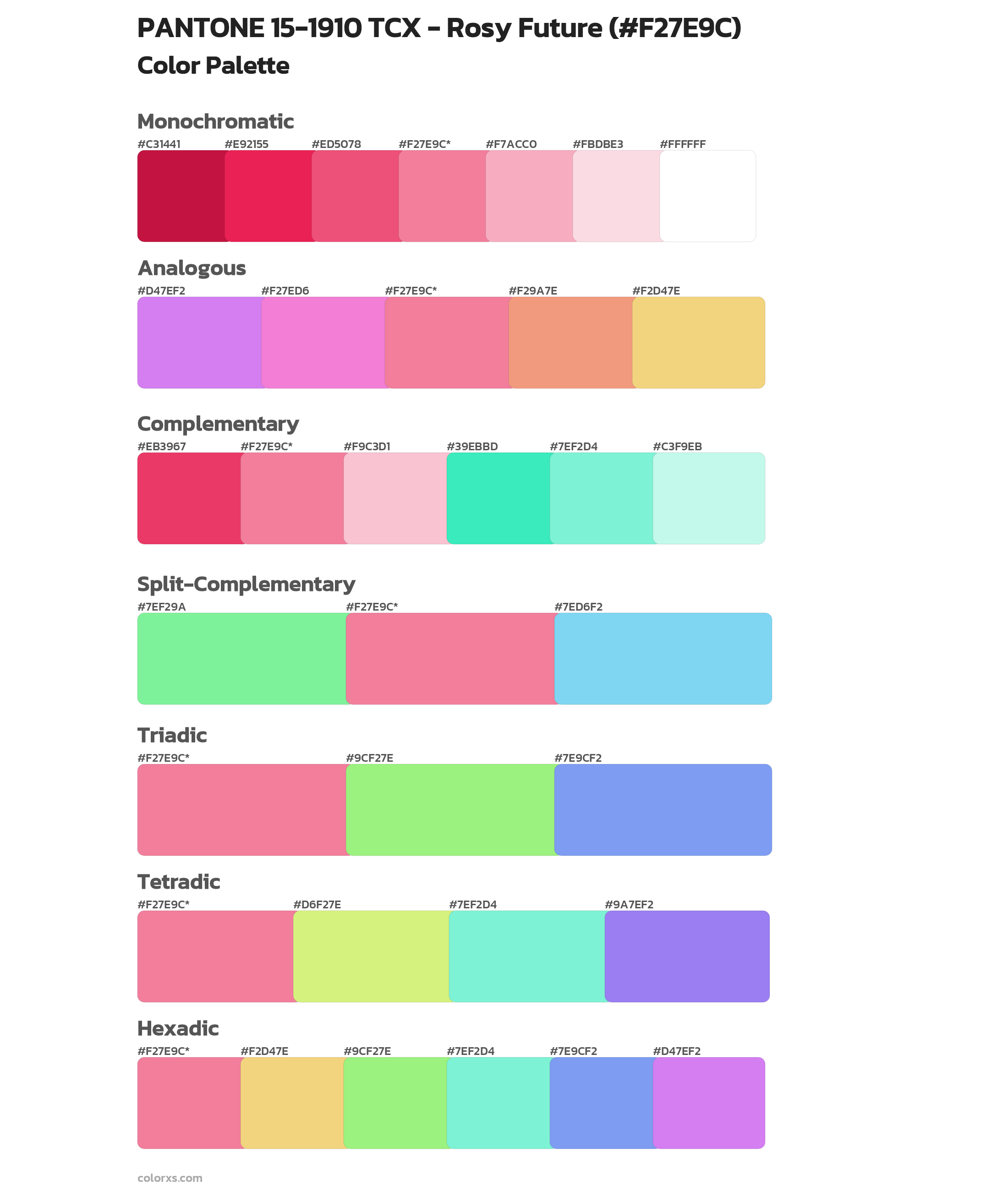 PANTONE 15-1910 TCX - Rosy Future Color Scheme Palettes