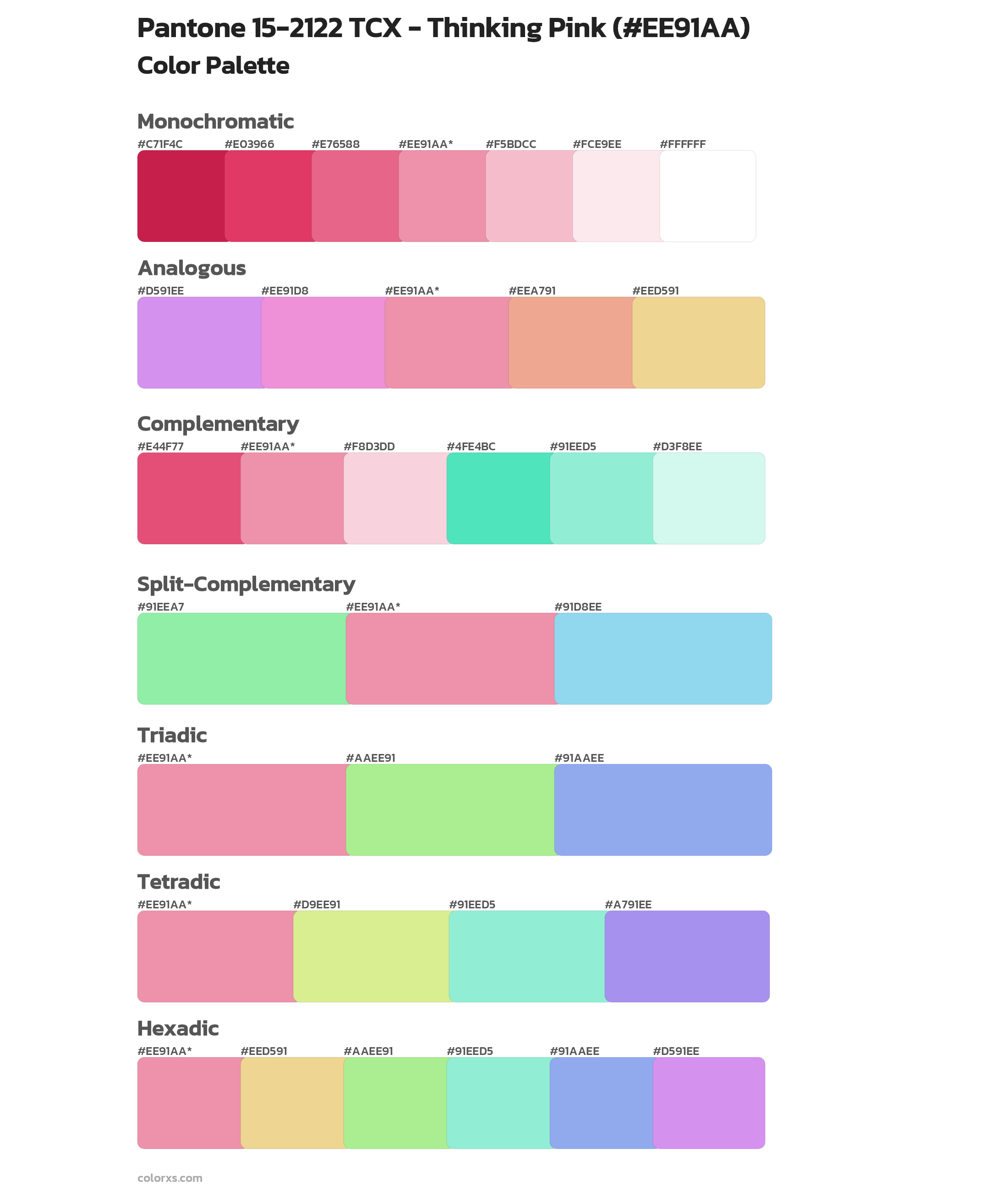 Pantone 15-2122 TCX - Thinking Pink Color Scheme Palettes