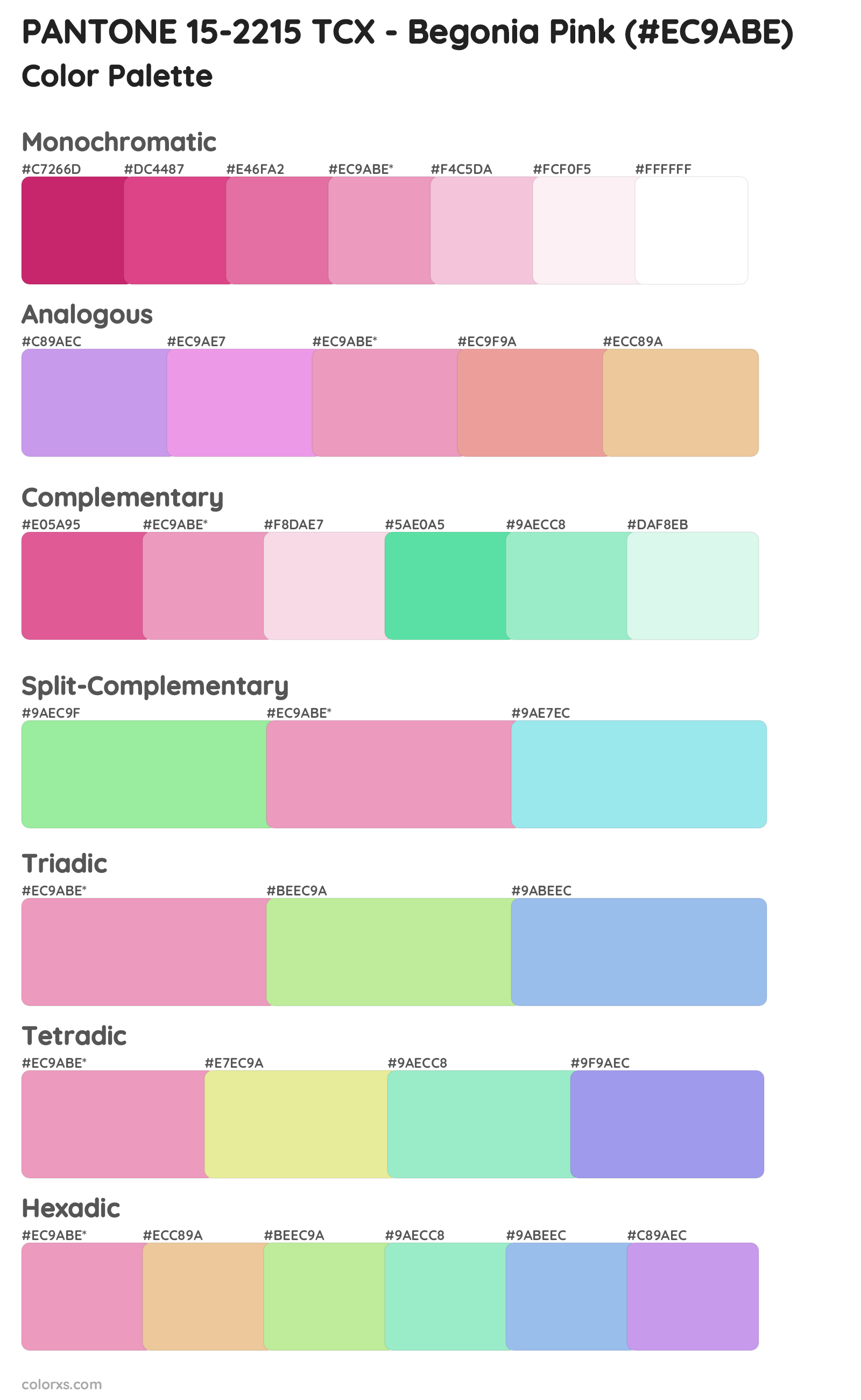 PANTONE 15-2215 TCX - Begonia Pink Color Scheme Palettes