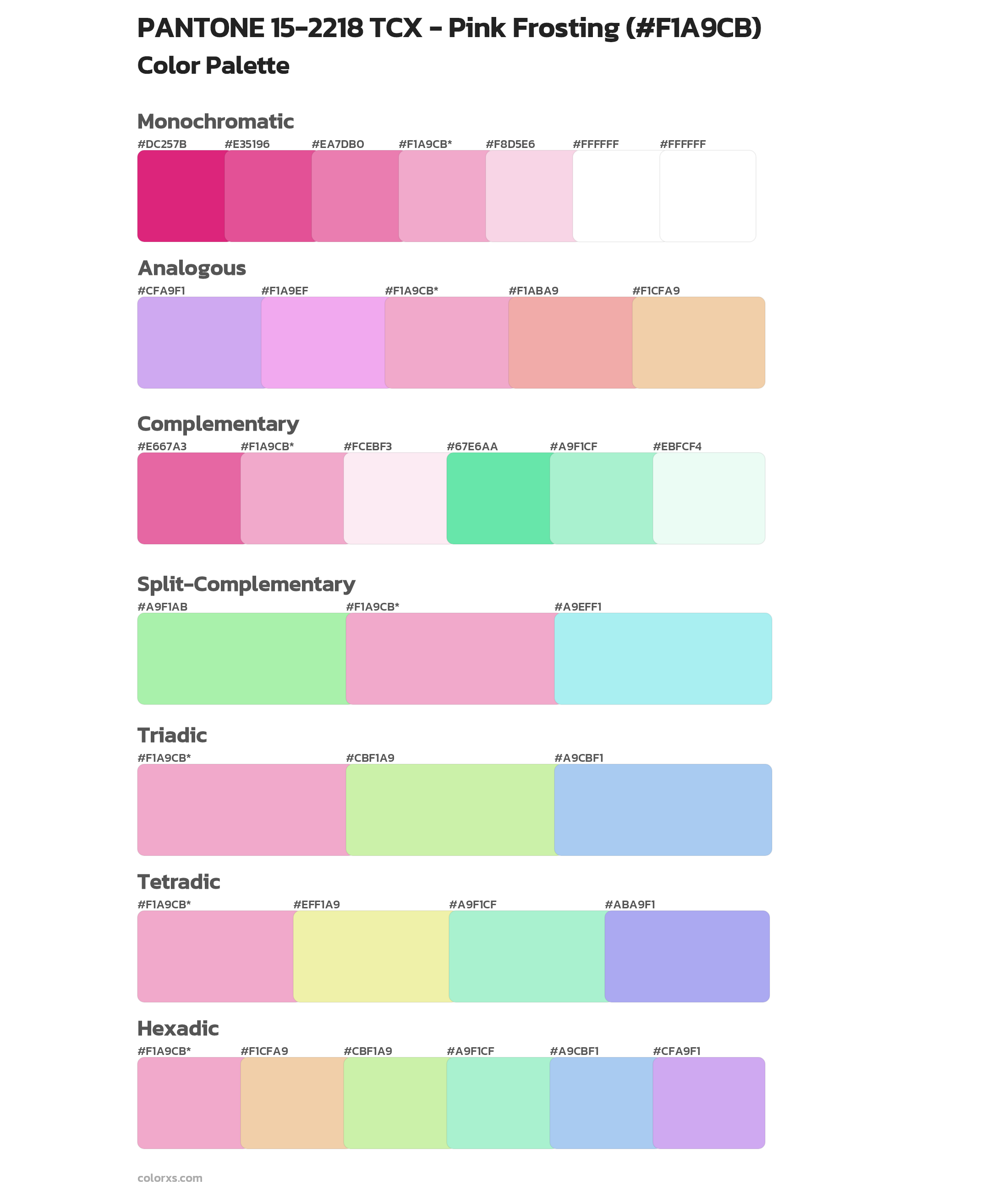 PANTONE 15-2218 TCX - Pink Frosting Color Scheme Palettes
