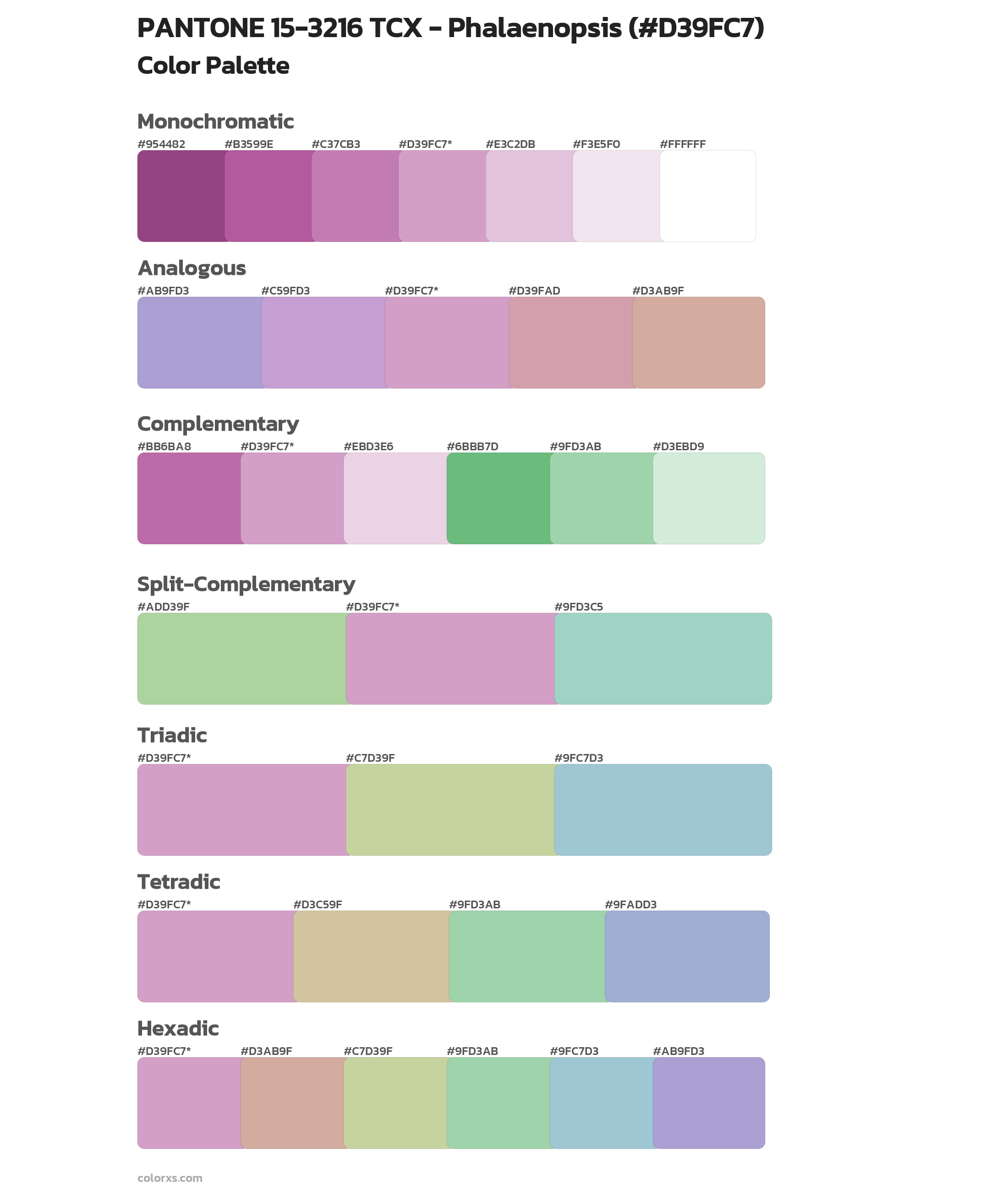 PANTONE 15-3216 TCX - Phalaenopsis Color Scheme Palettes
