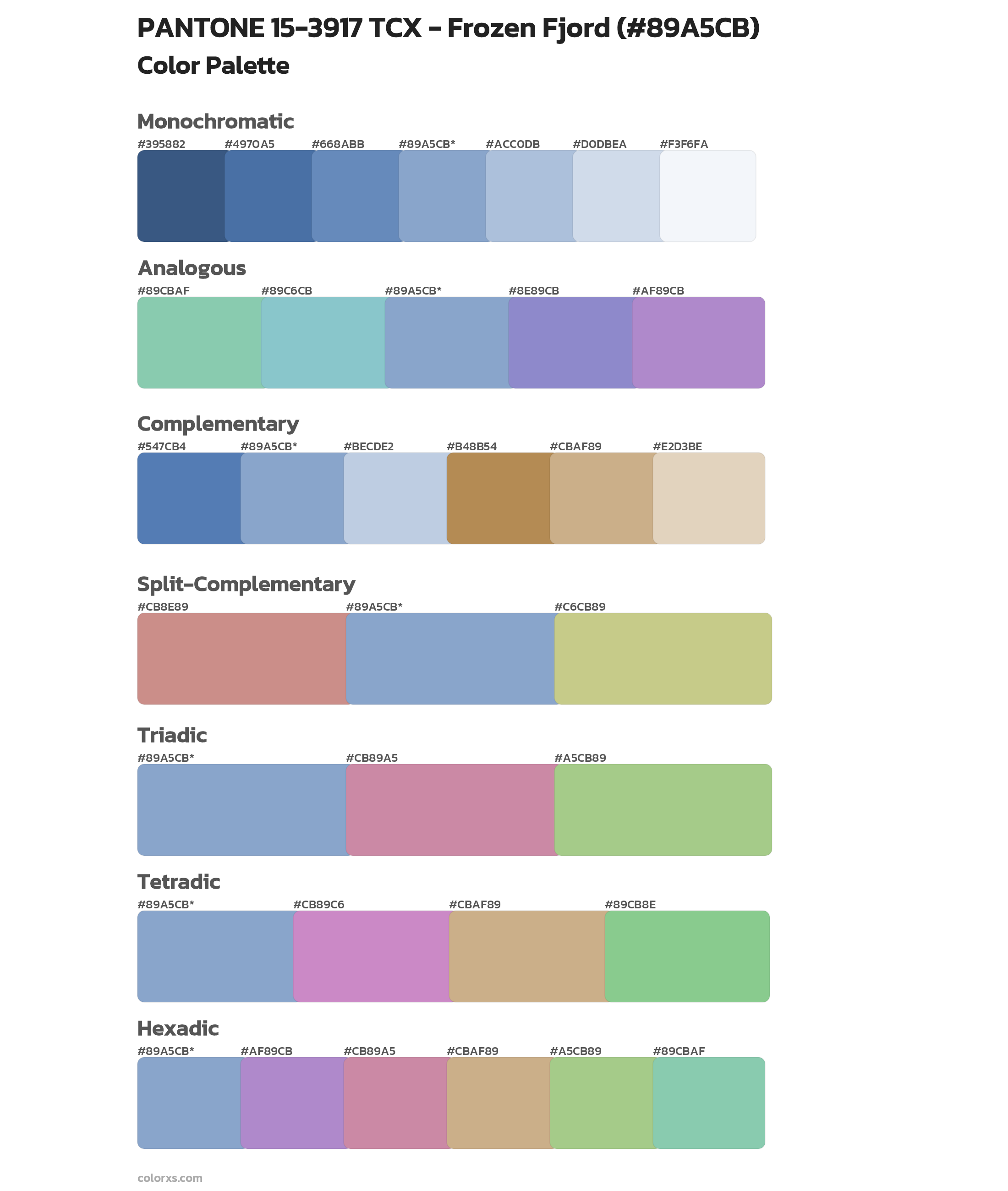 PANTONE 15-3917 TCX - Frozen Fjord Color Scheme Palettes