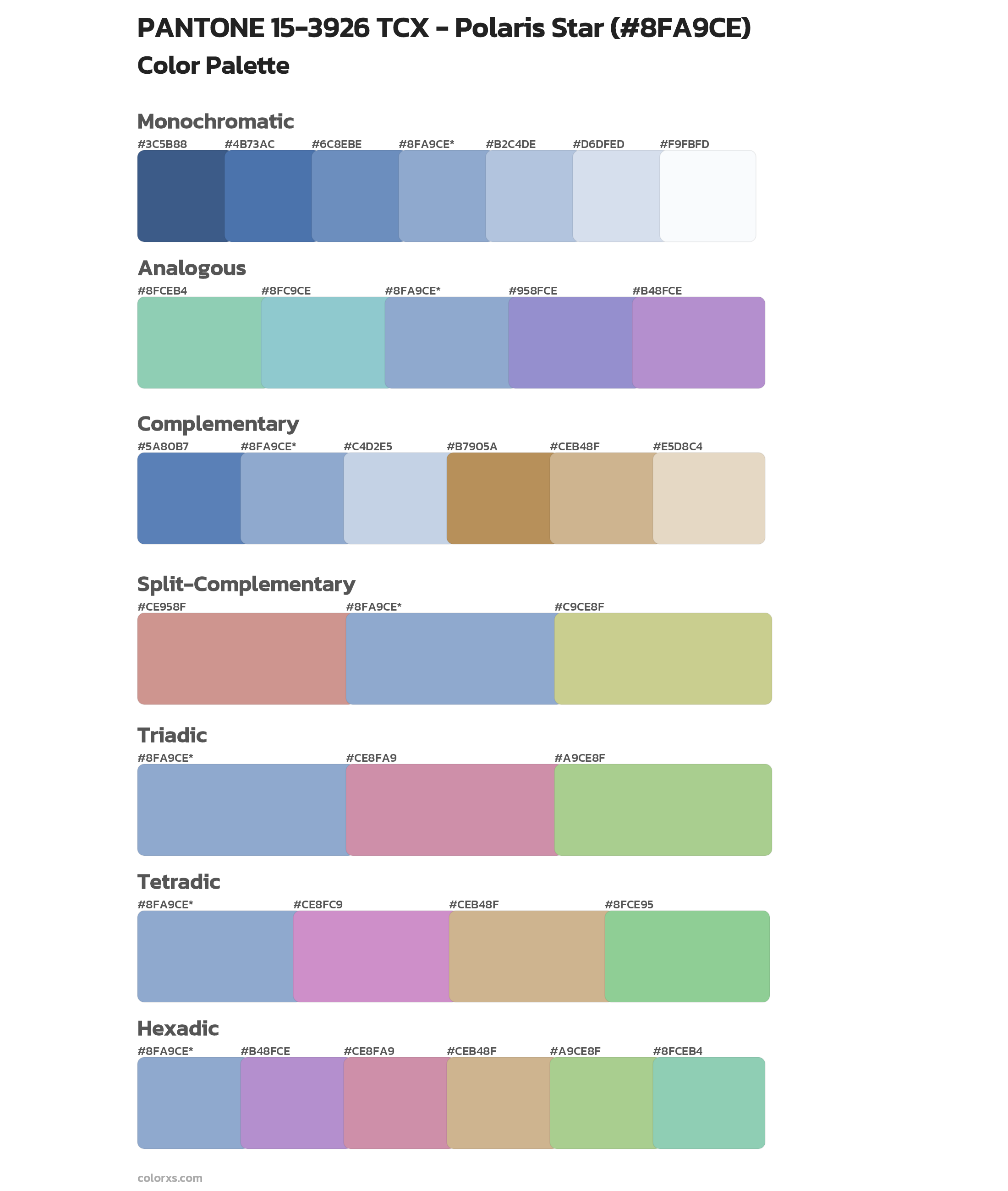 PANTONE 15-3926 TCX - Polaris Star Color Scheme Palettes