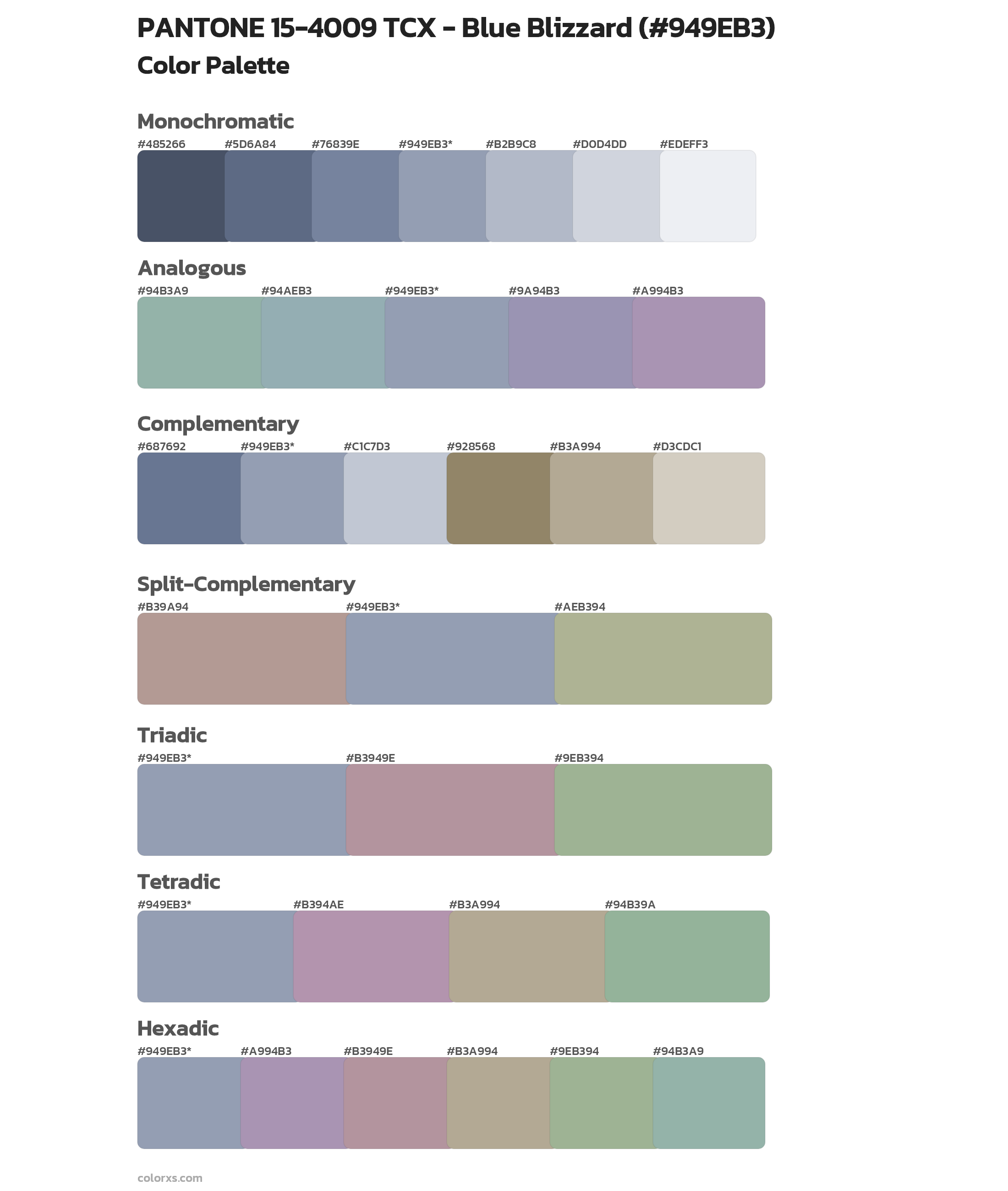 PANTONE 15-4009 TCX - Blue Blizzard Color Scheme Palettes