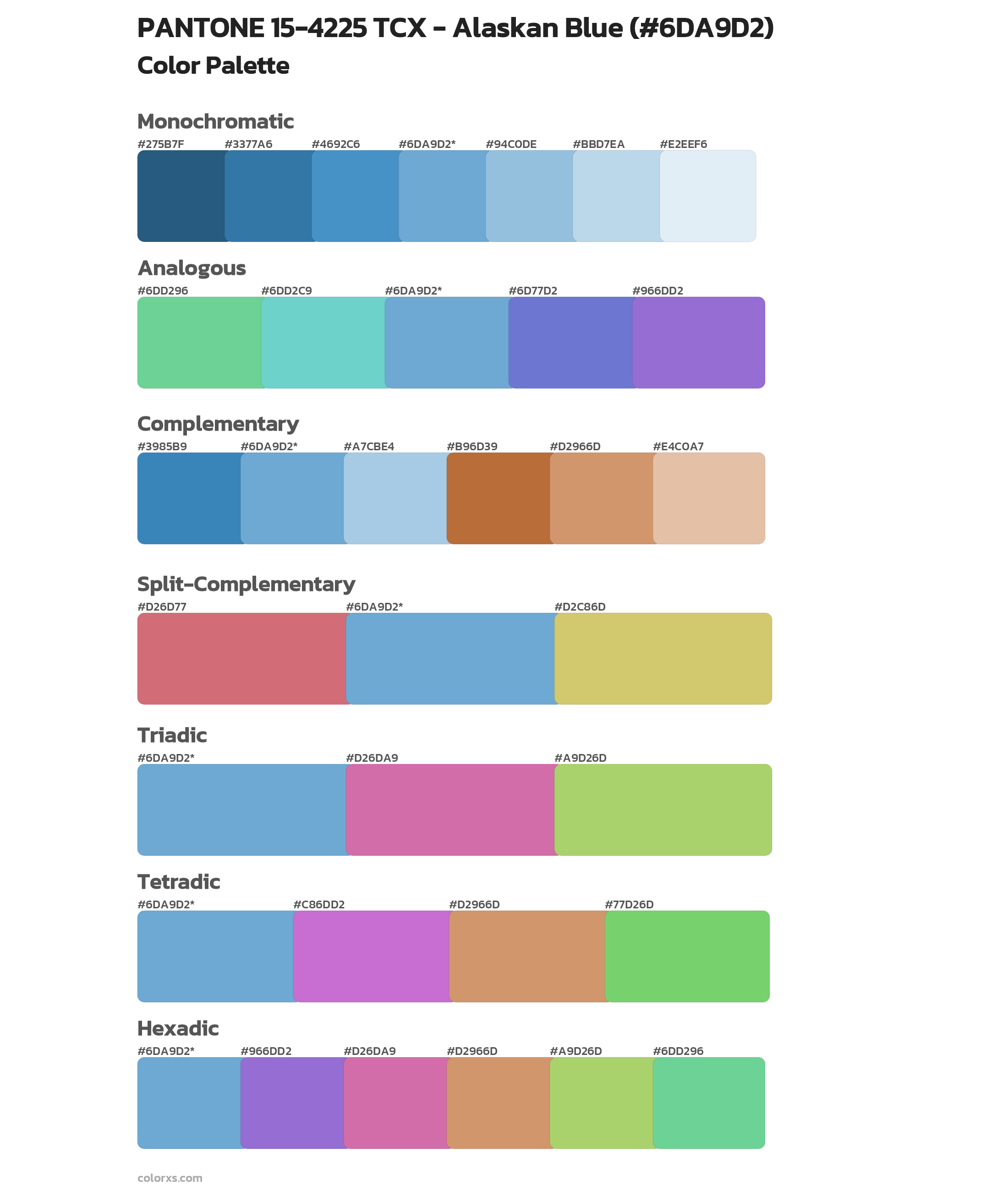 PANTONE 15-4225 TCX - Alaskan Blue Color Scheme Palettes