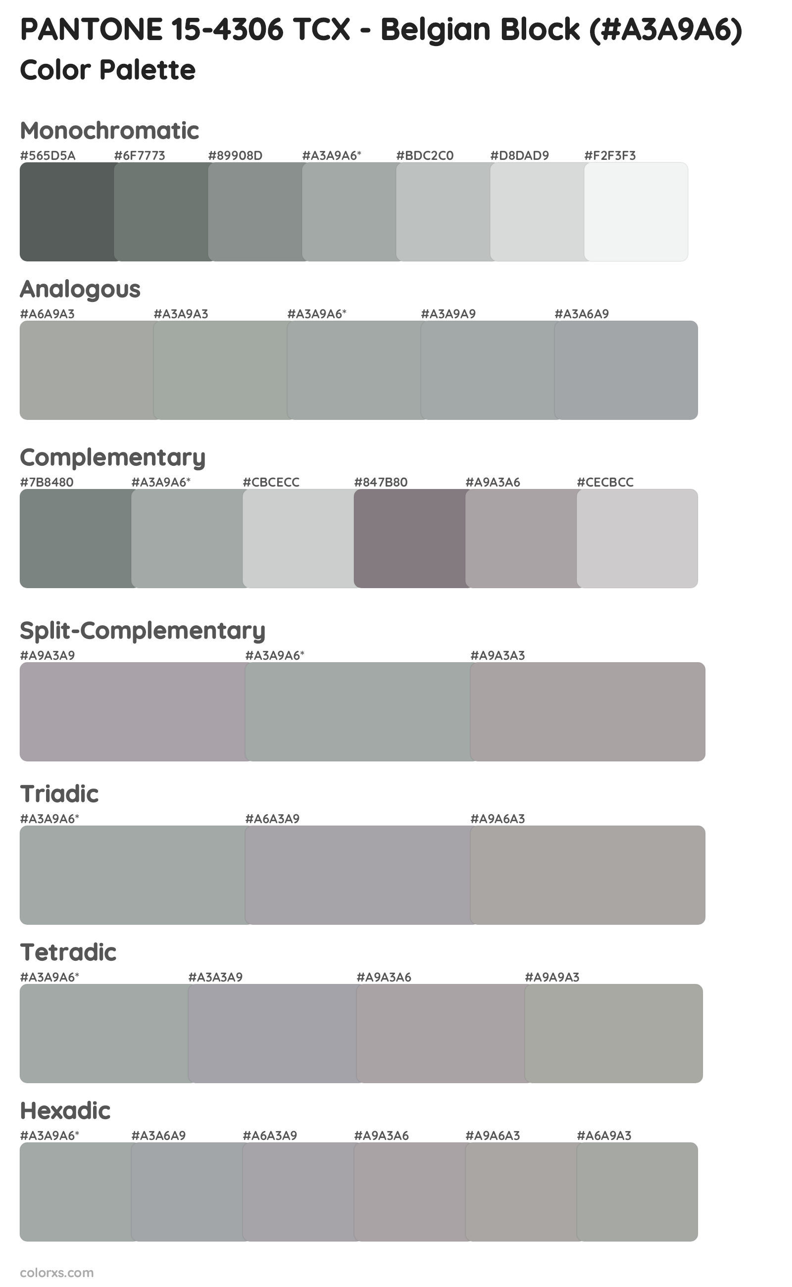 PANTONE 15-4306 TCX - Belgian Block Color Scheme Palettes