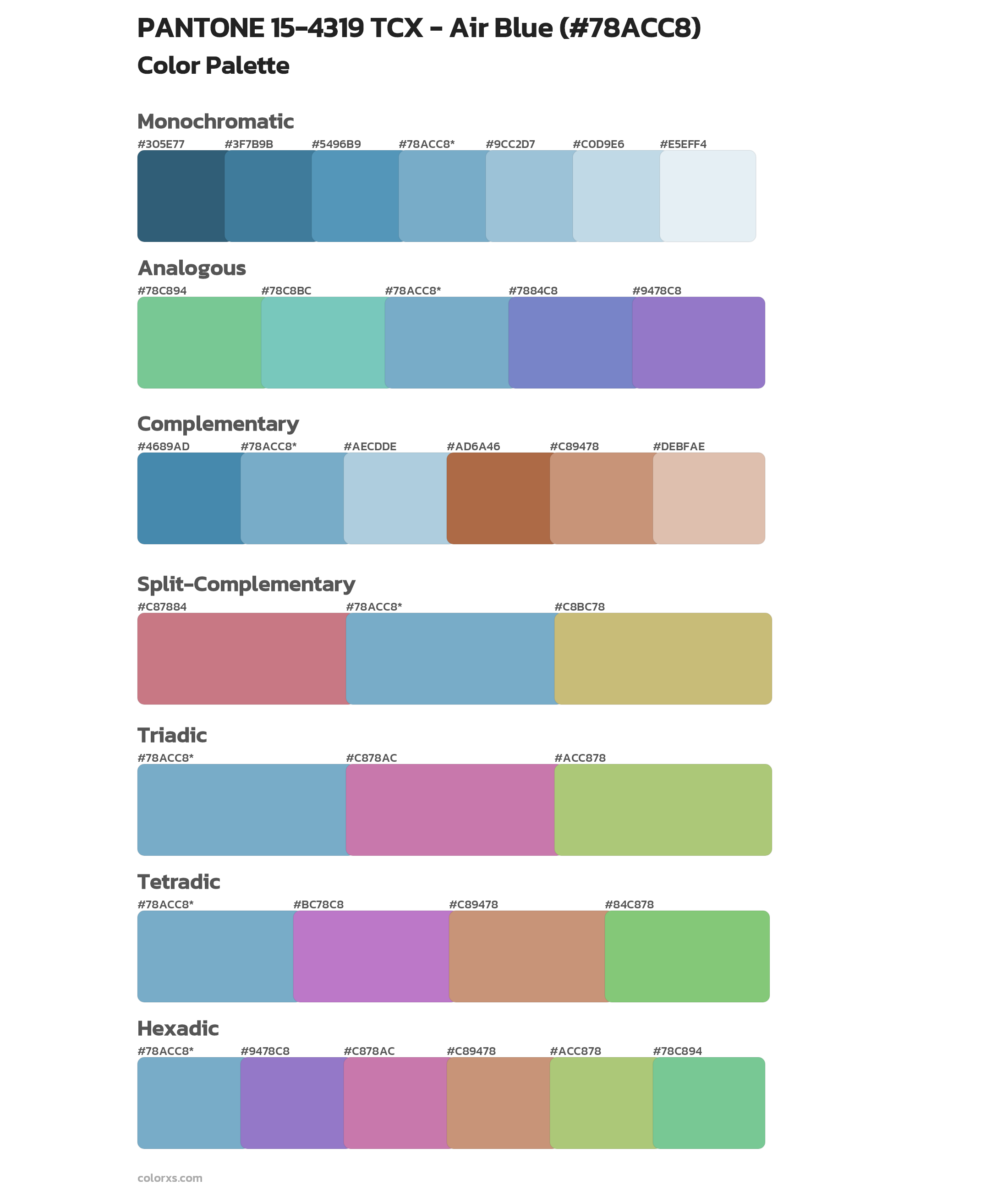 PANTONE 15-4319 TCX - Air Blue Color Scheme Palettes