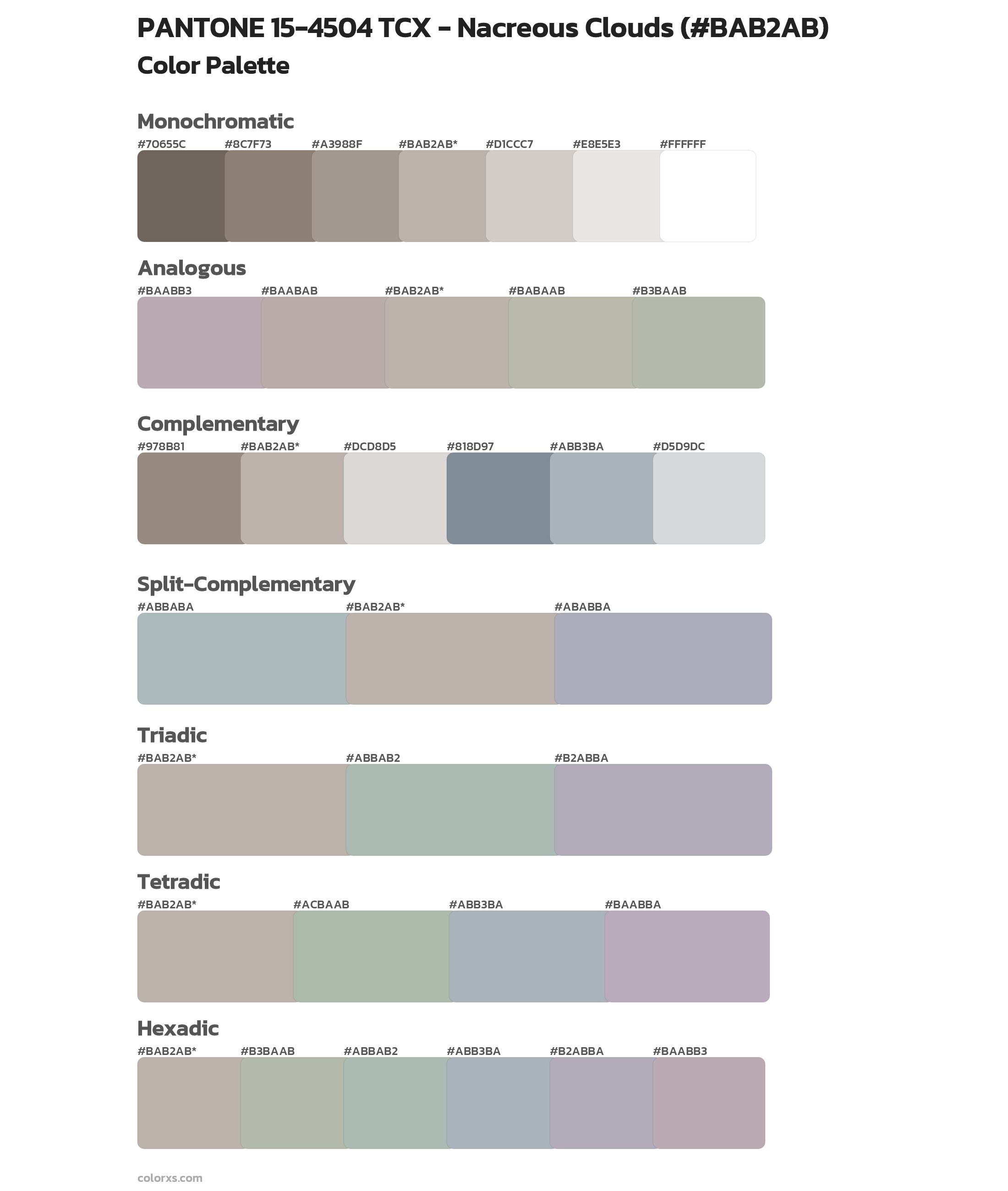 PANTONE 15-4504 TCX - Nacreous Clouds Color Scheme Palettes