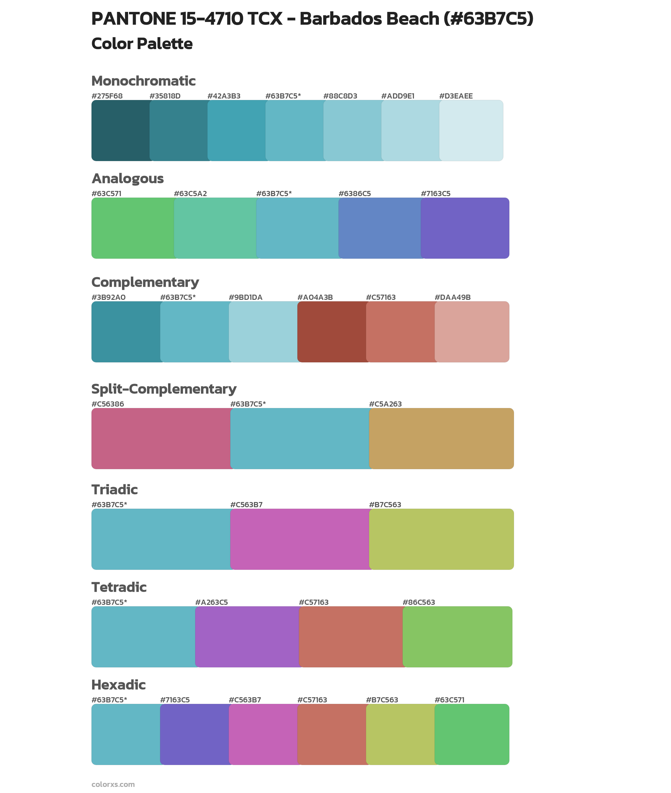 PANTONE 15-4710 TCX - Barbados Beach Color Scheme Palettes