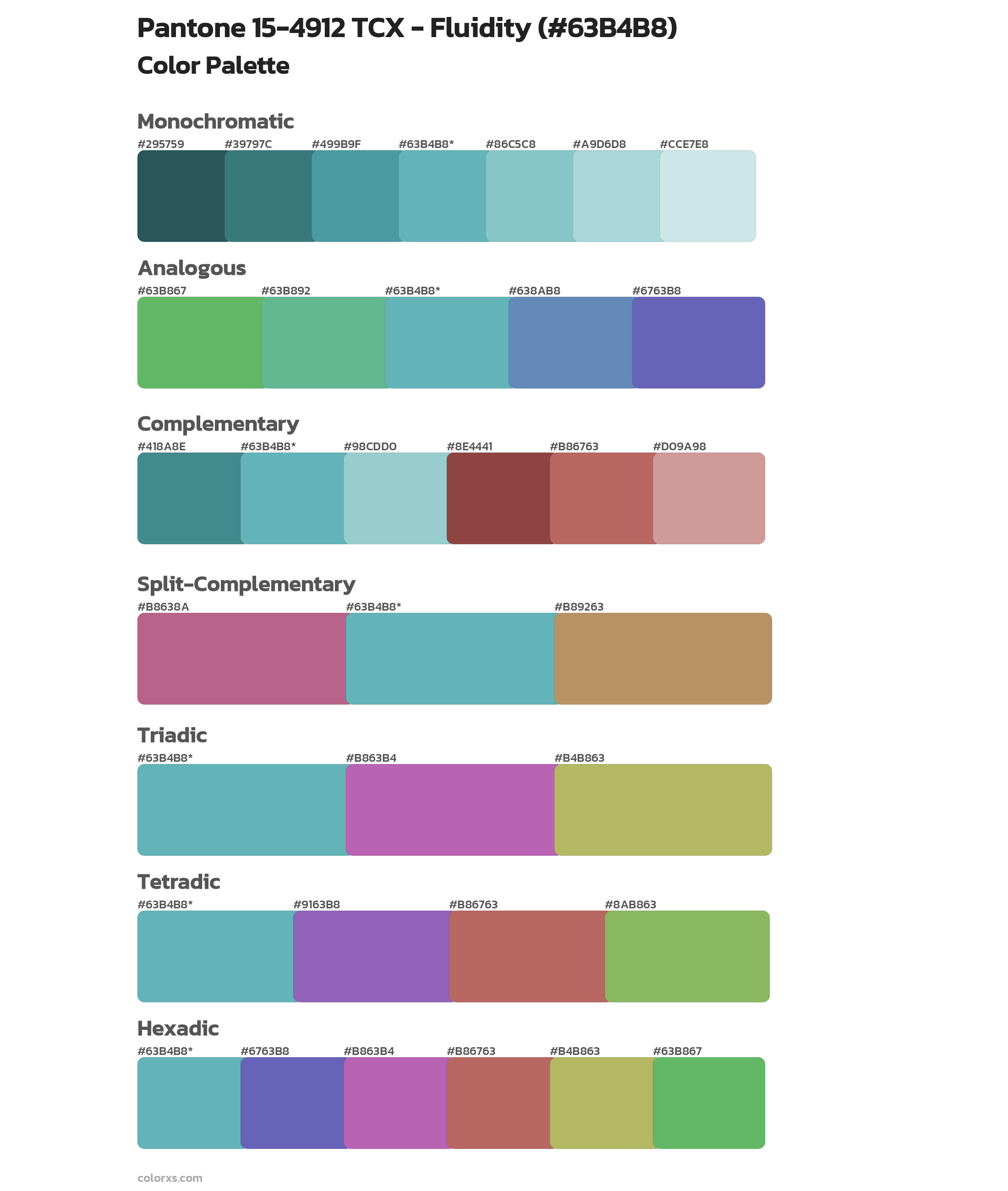 Pantone 15-4912 TCX - Fluidity Color Scheme Palettes