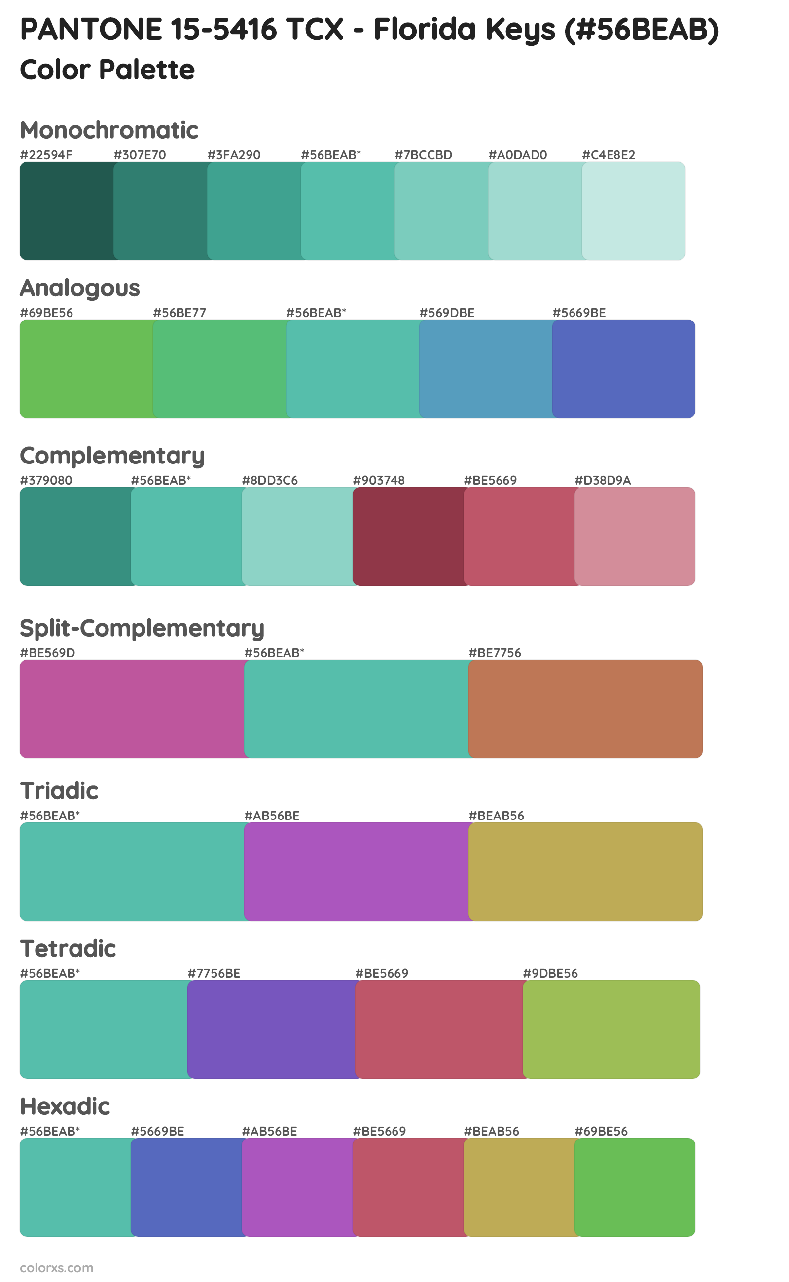 PANTONE 15-5416 TCX - Florida Keys Color Scheme Palettes
