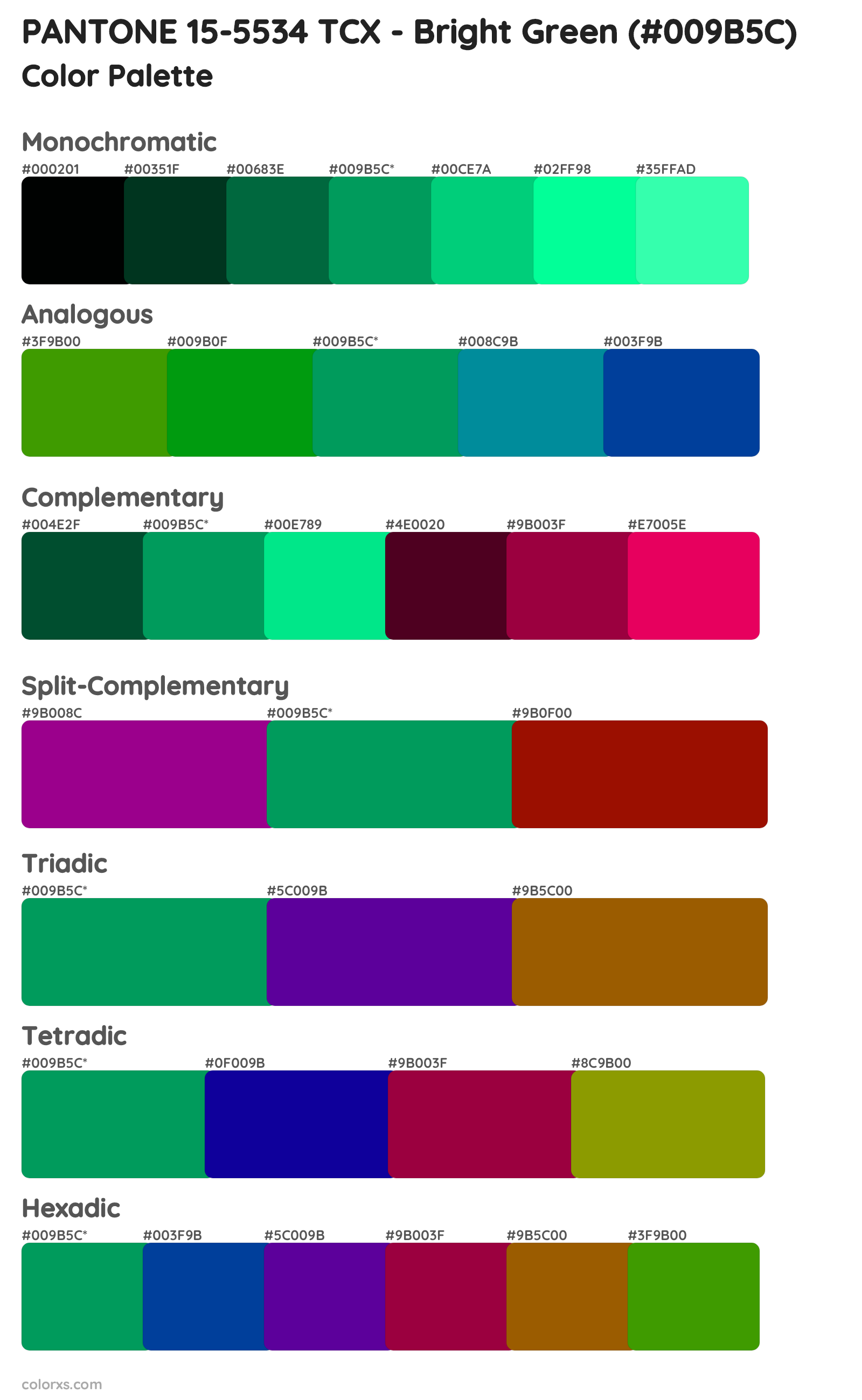 PANTONE 15-5534 TCX - Bright Green Color Scheme Palettes