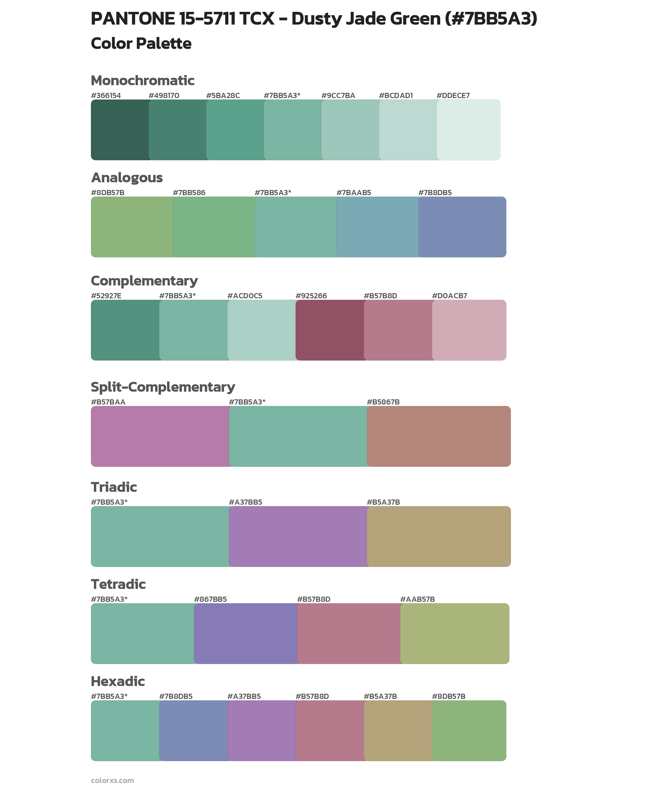 PANTONE 155711 TCX Dusty Jade Green color palettes