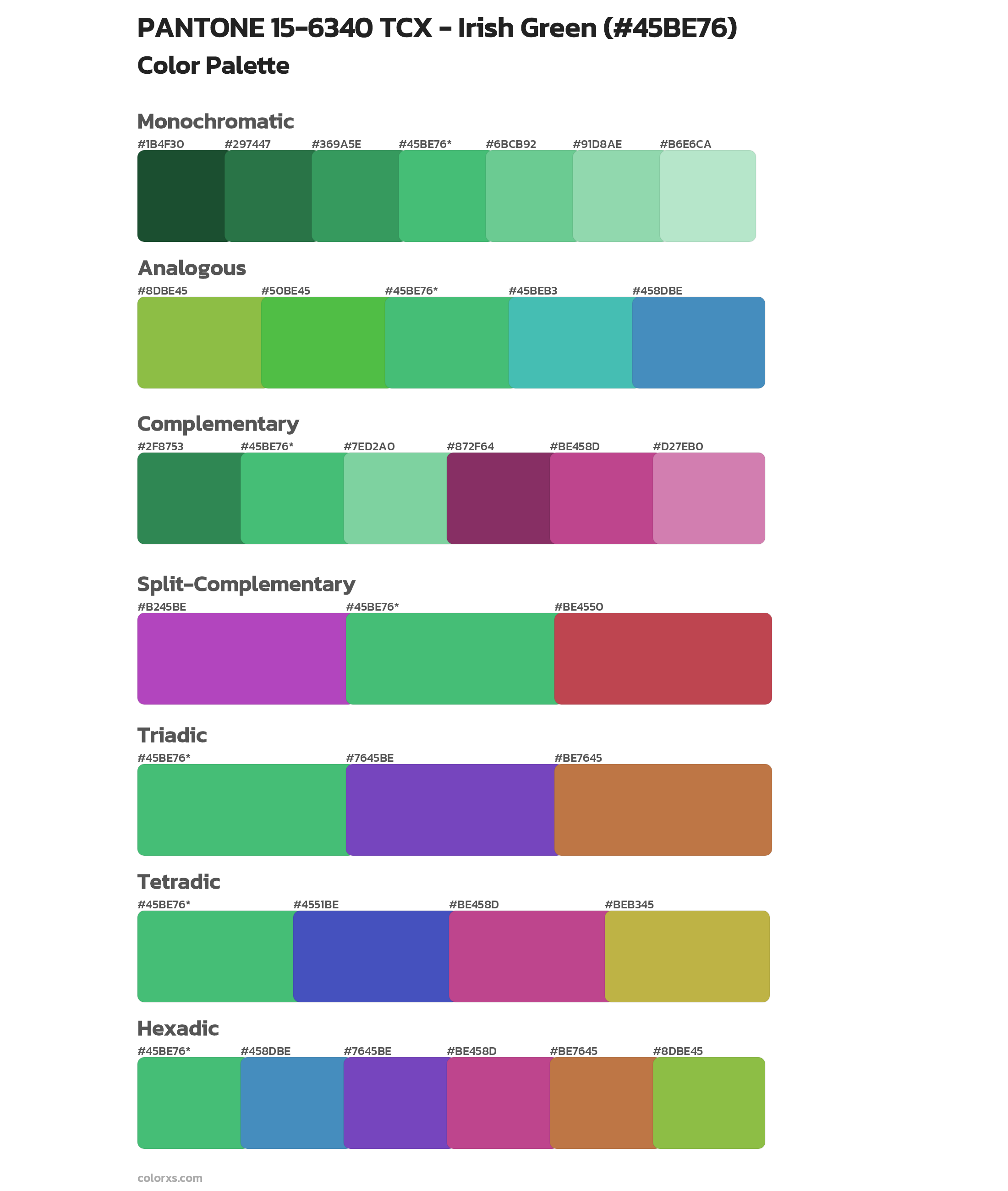 PANTONE 156340 TCX Irish Green color palettes and color scheme
