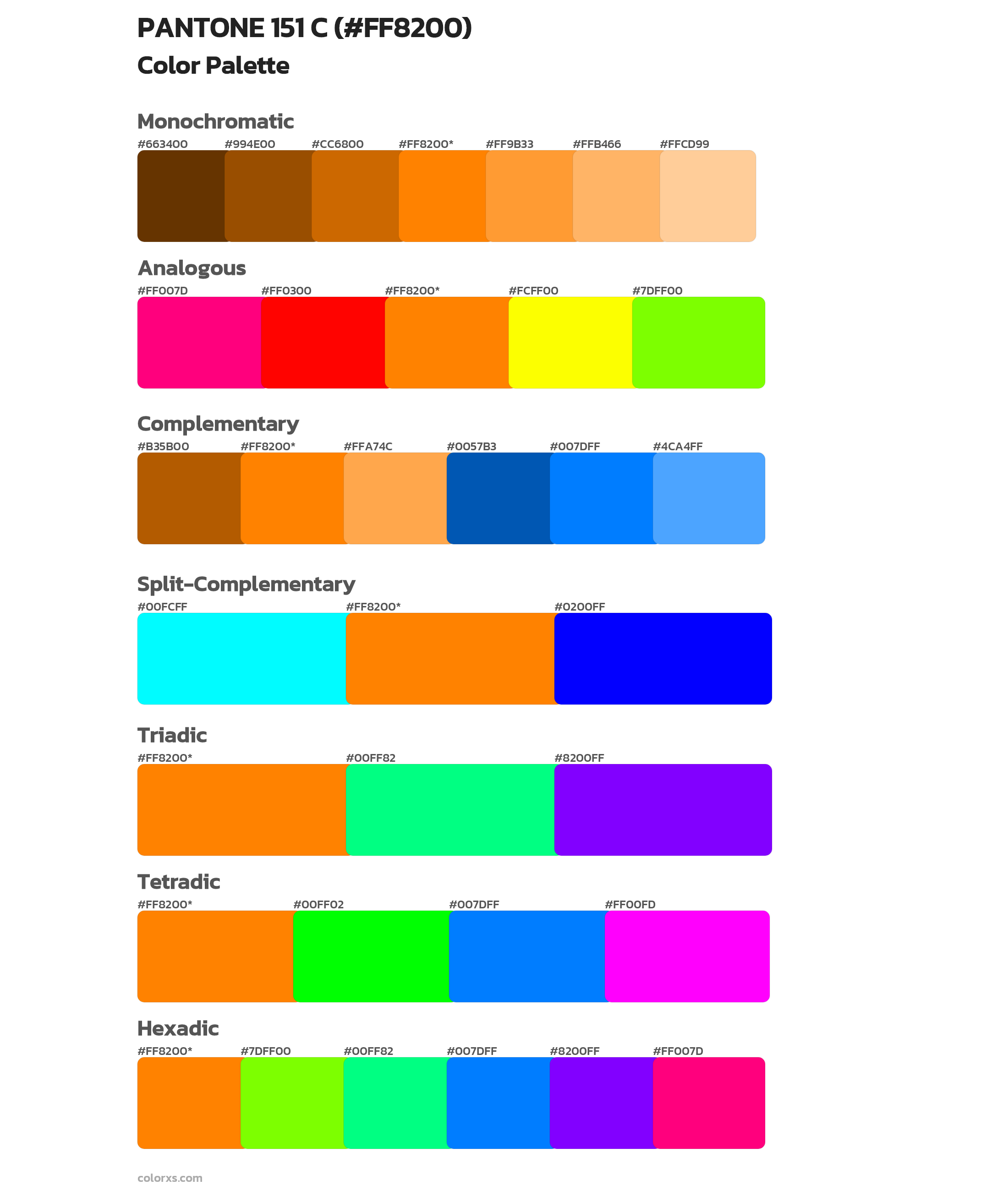 PANTONE 151 C Color Scheme Palettes