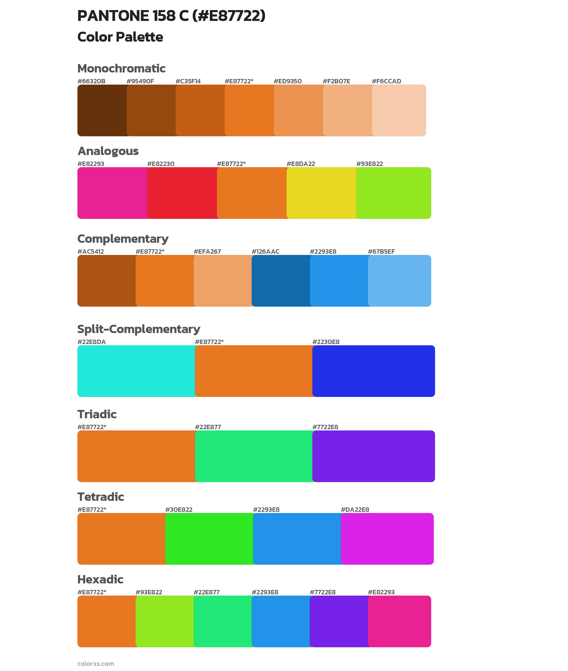 PANTONE 158 C Color Scheme Palettes