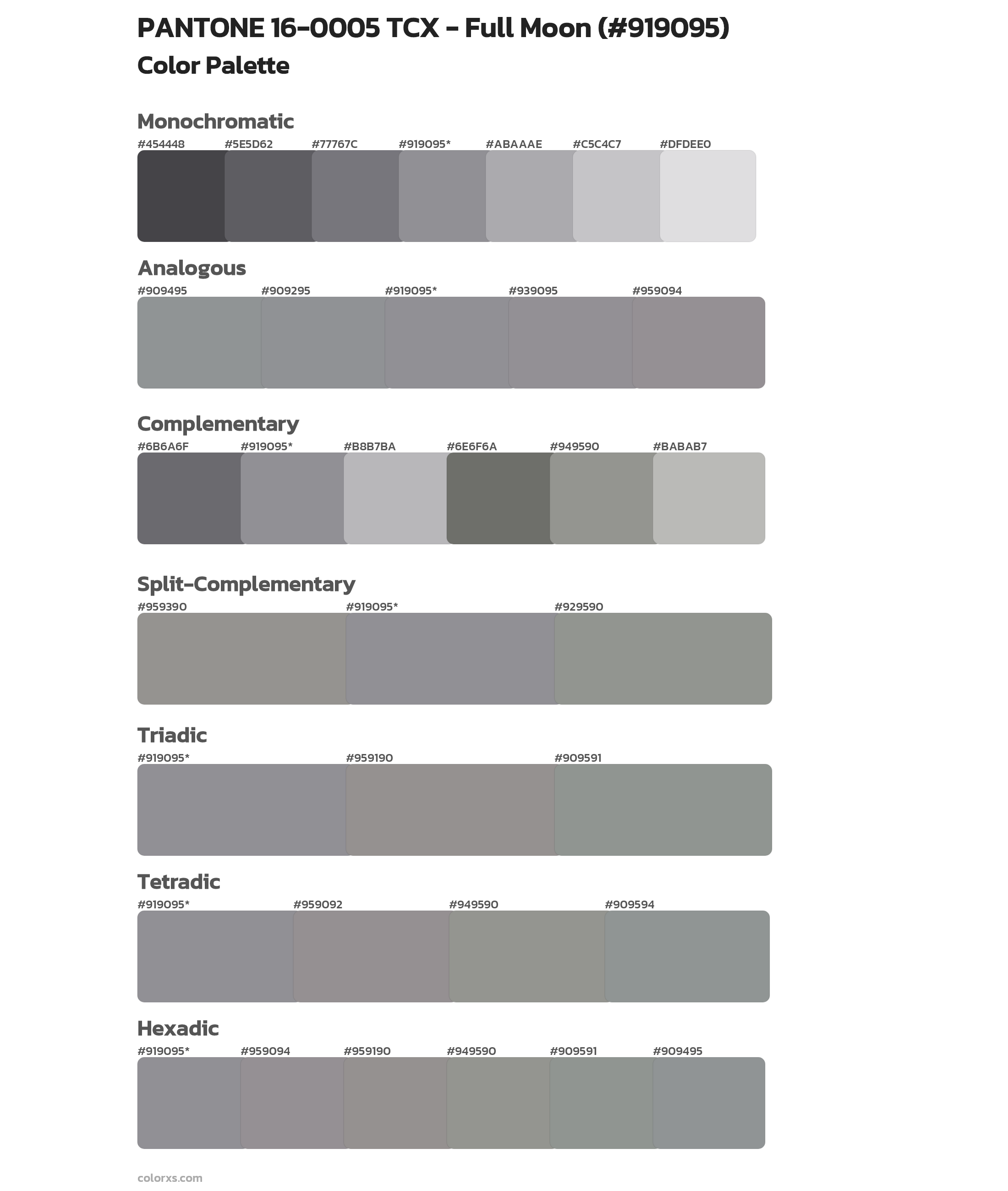 PANTONE 16-0005 TCX - Full Moon Color Scheme Palettes