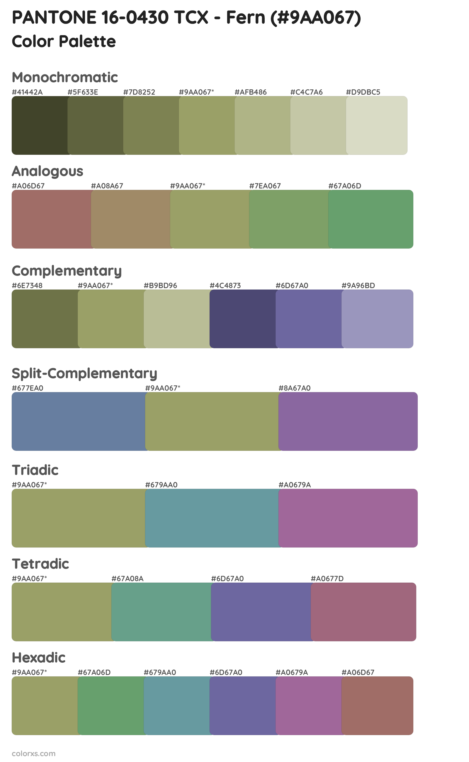 PANTONE 16-0430 TCX - Fern Color Scheme Palettes