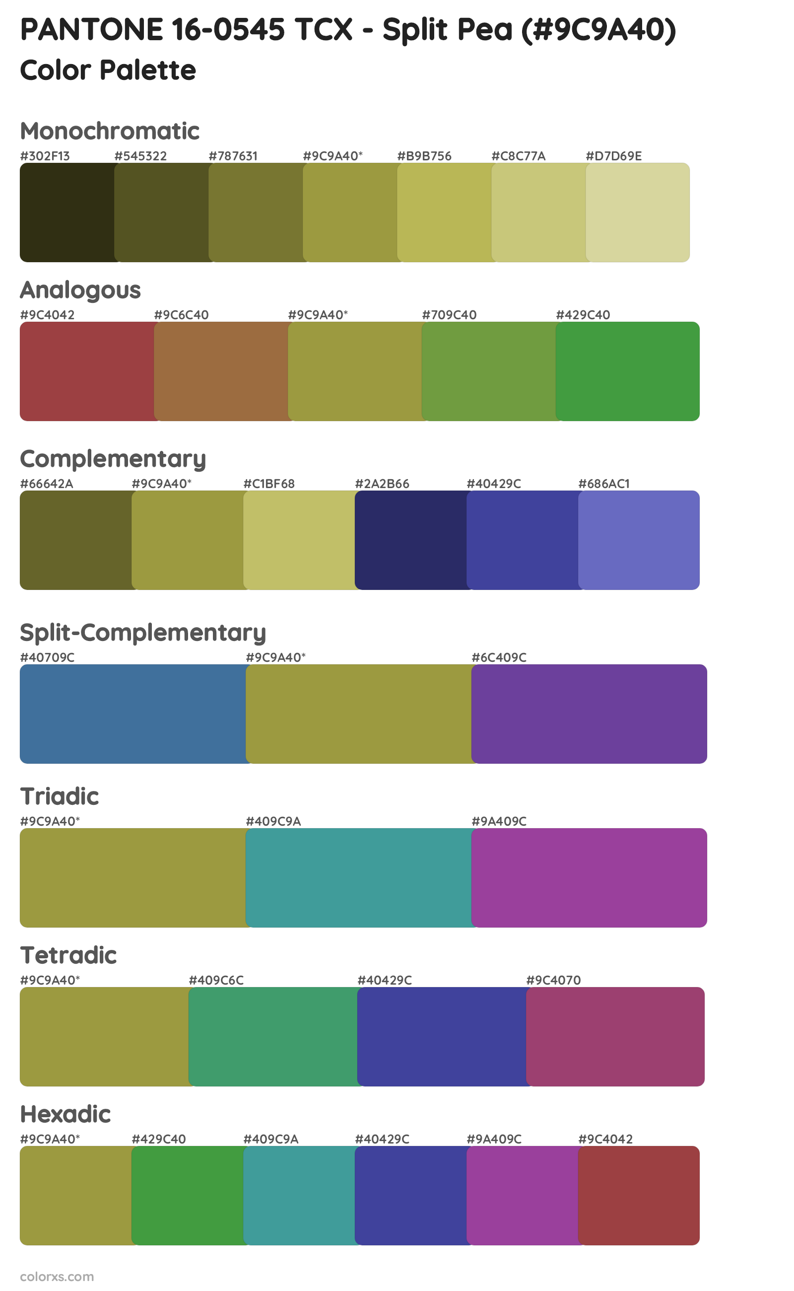 PANTONE 16-0545 TCX - Split Pea Color Scheme Palettes