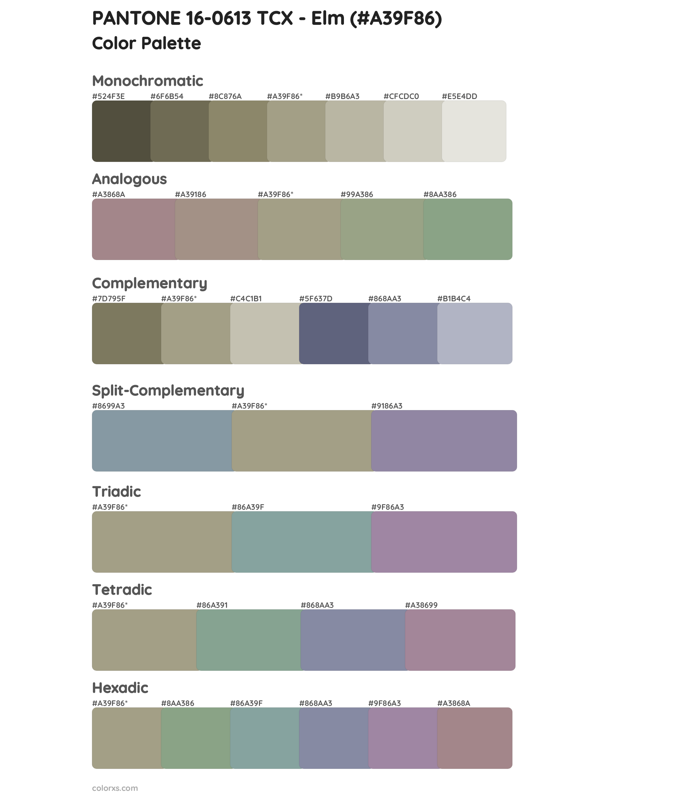 PANTONE 16-0613 TCX - Elm Color Scheme Palettes