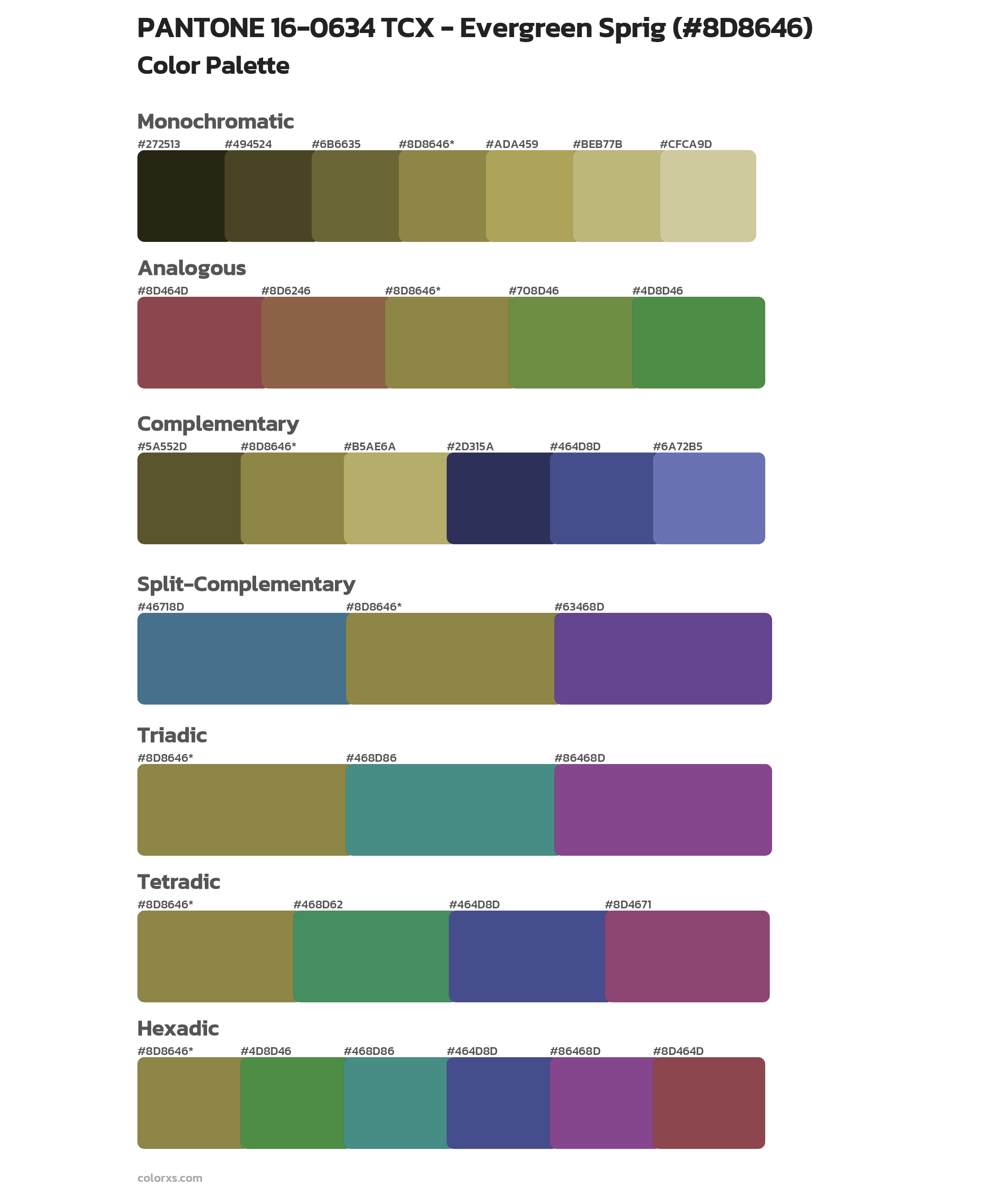 PANTONE 16-0634 TCX - Evergreen Sprig Color Scheme Palettes