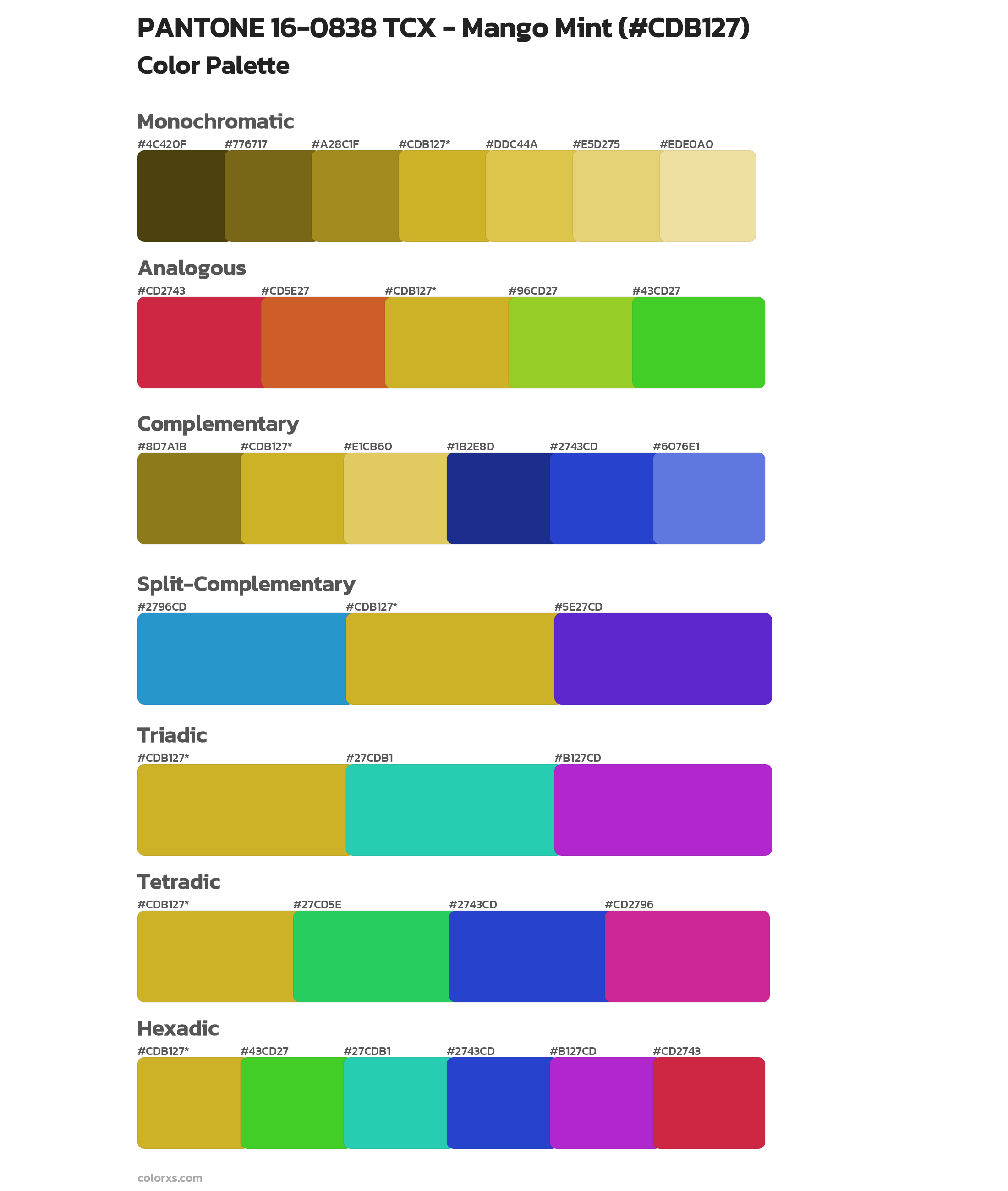PANTONE 16-0838 TCX - Mango Mint Color Scheme Palettes