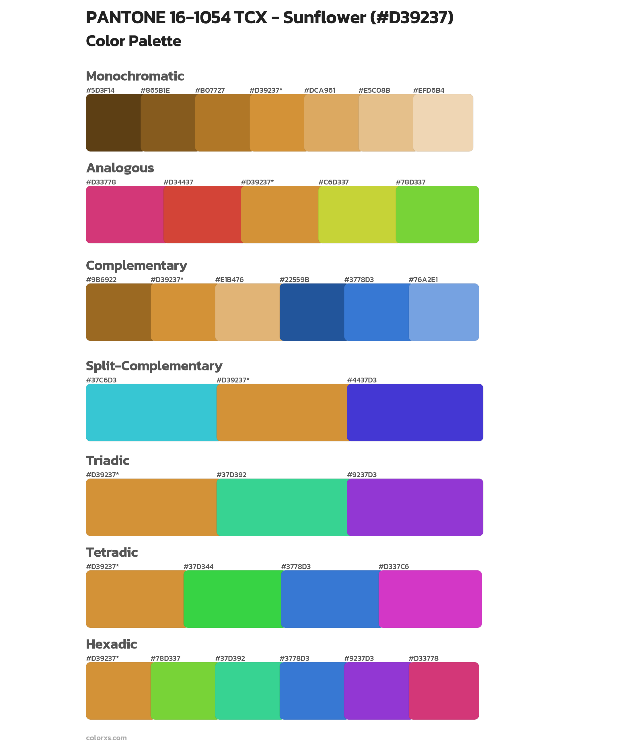 PANTONE 161054 TCX Sunflower color palettes and color scheme