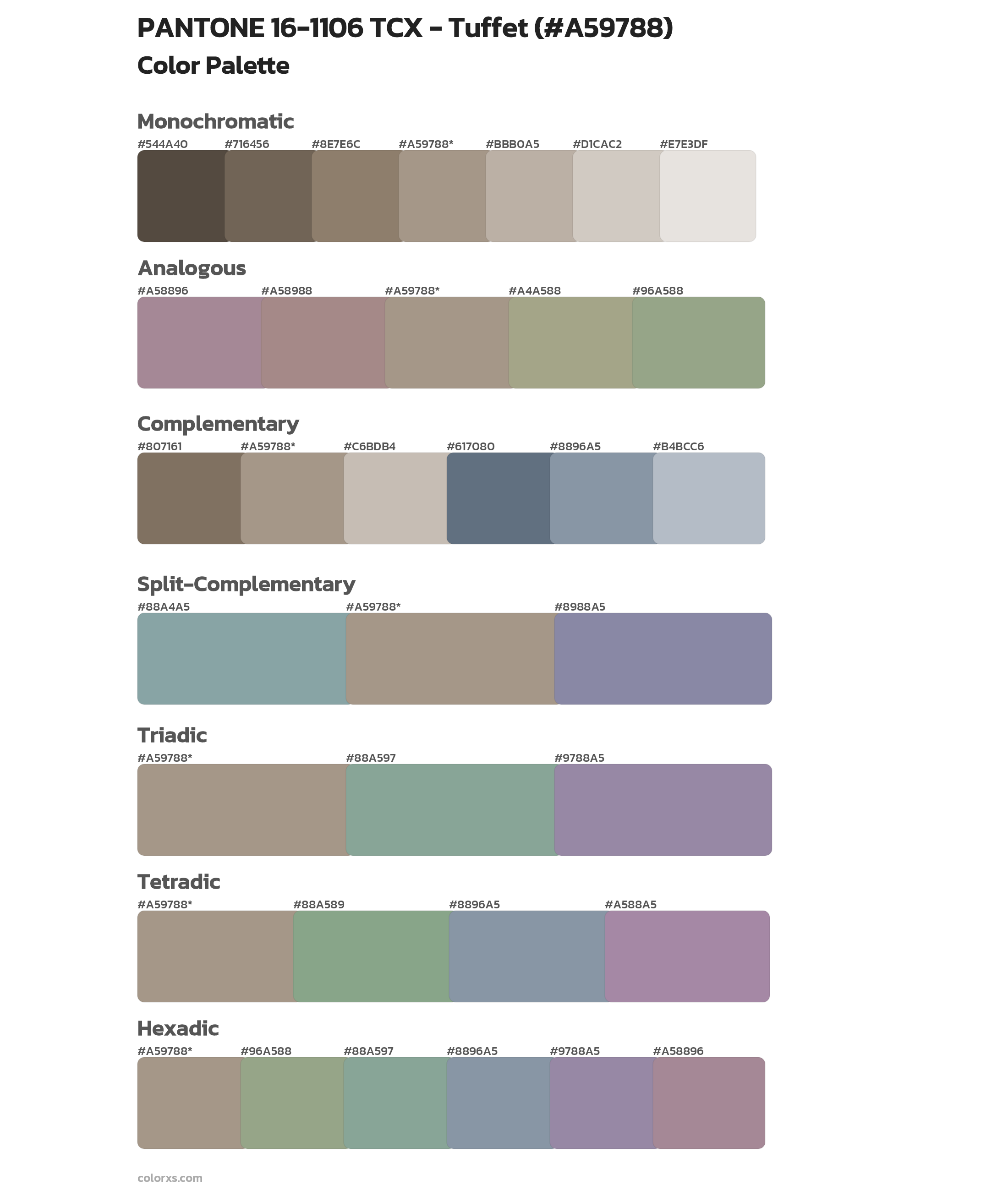 PANTONE 16-1106 TCX - Tuffet Color Scheme Palettes