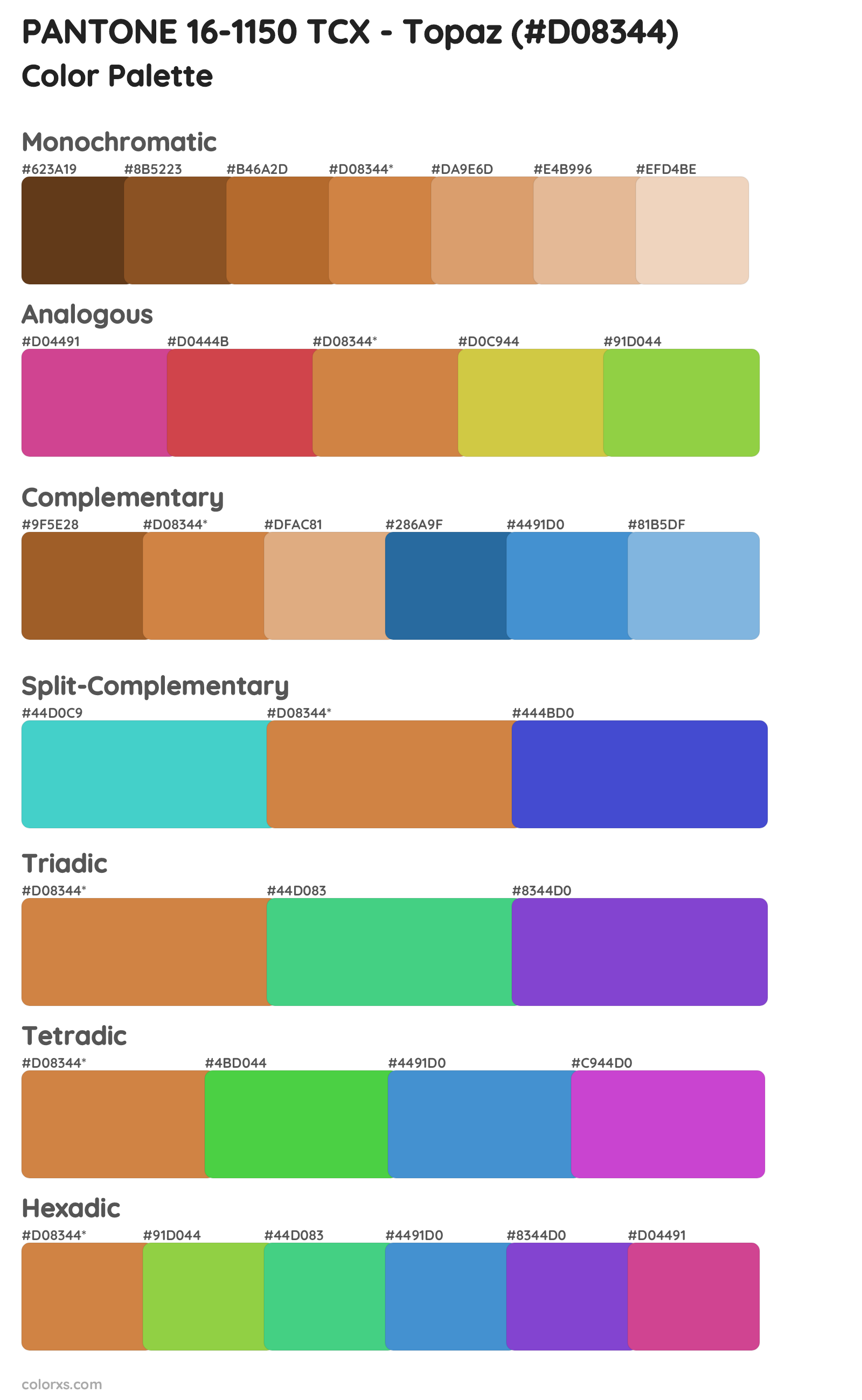 PANTONE 16-1150 TCX - Topaz Color Scheme Palettes