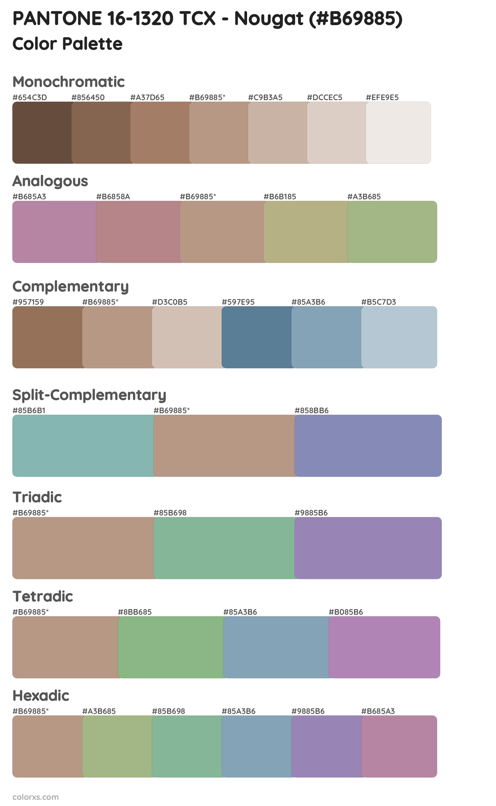 PANTONE 16-1320 TCX - Nougat Color Scheme Palettes