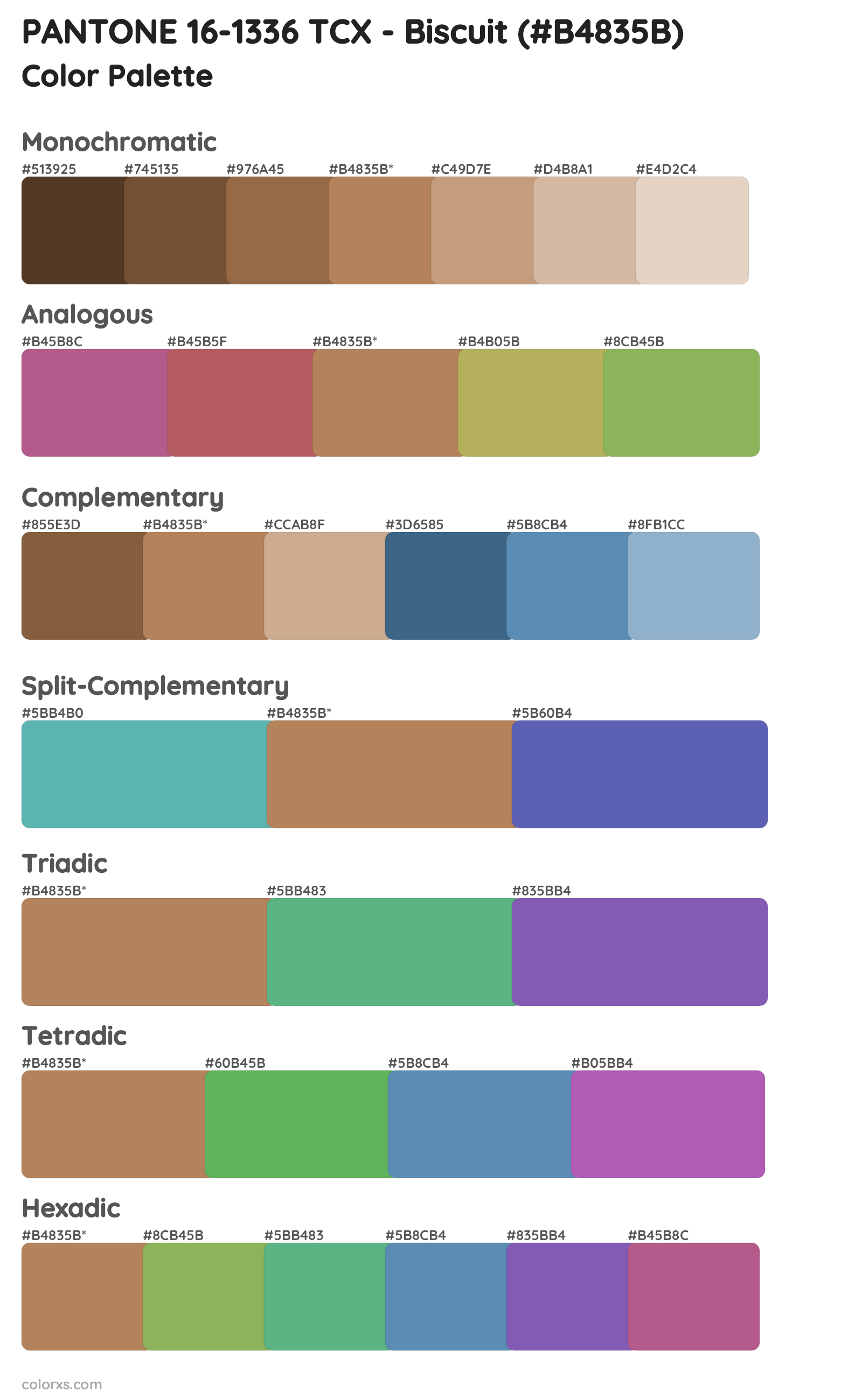 PANTONE 16-1336 TCX - Biscuit Color Scheme Palettes