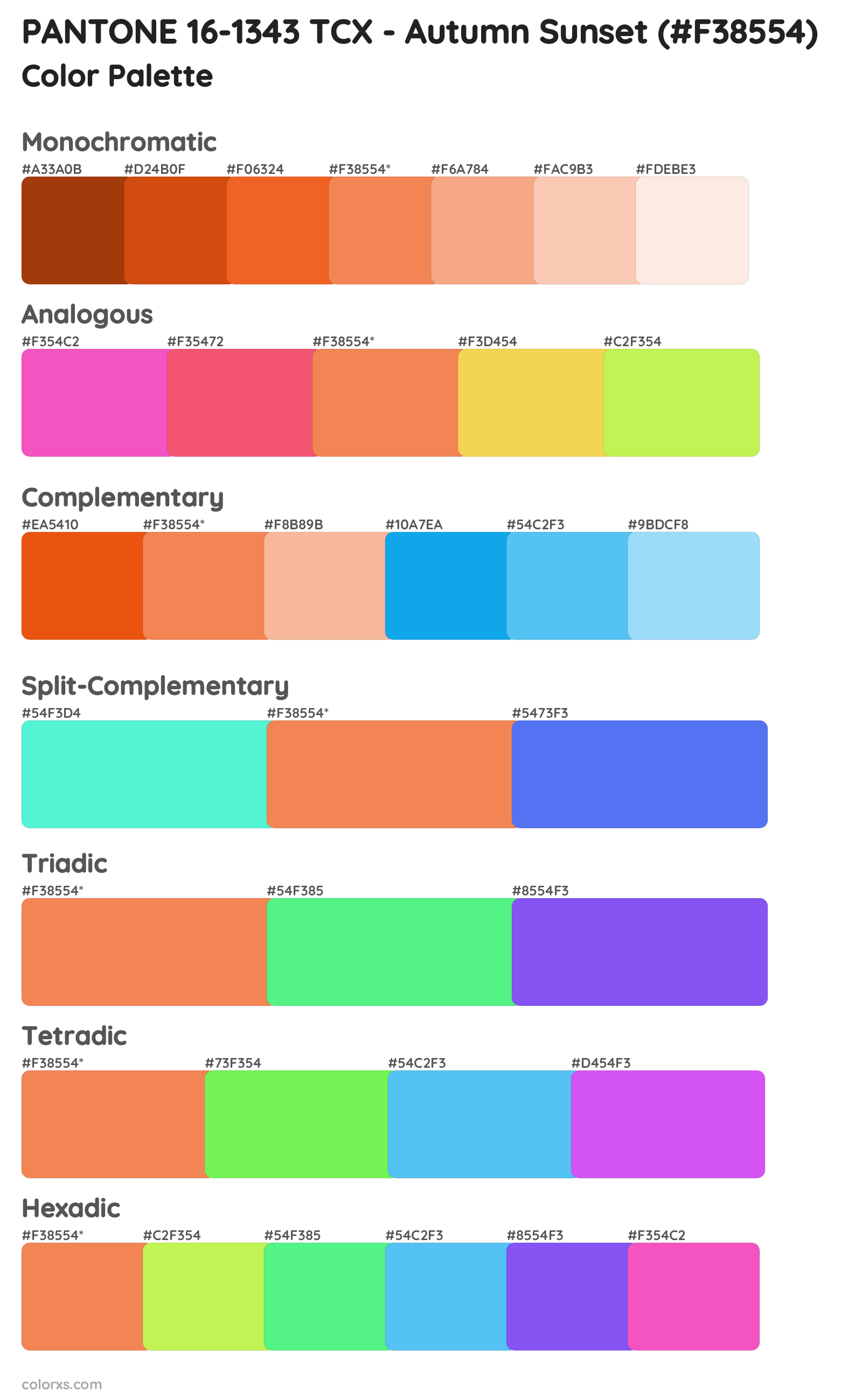PANTONE 16-1343 TCX - Autumn Sunset Color Scheme Palettes