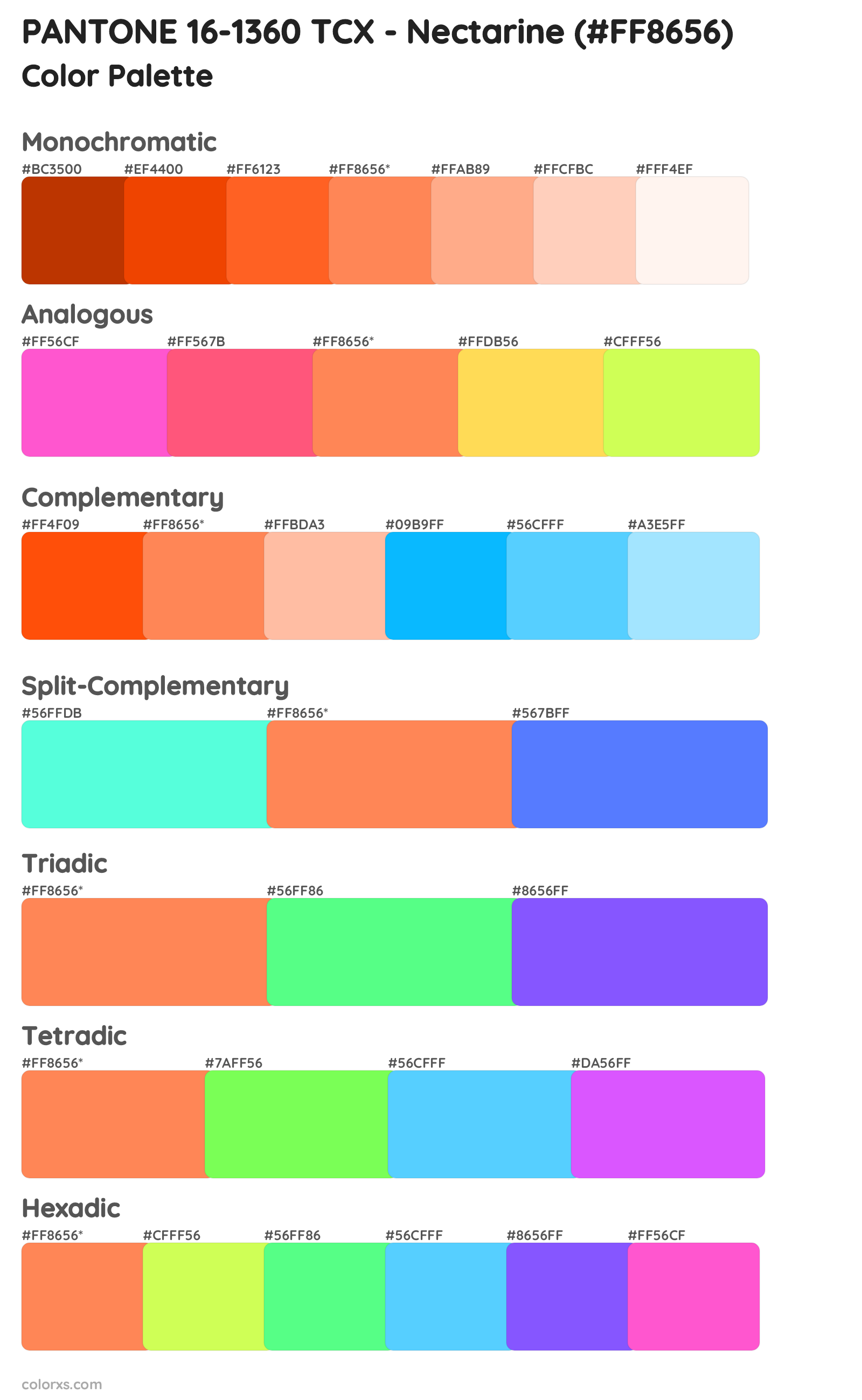 PANTONE 16-1360 TCX - Nectarine Color Scheme Palettes