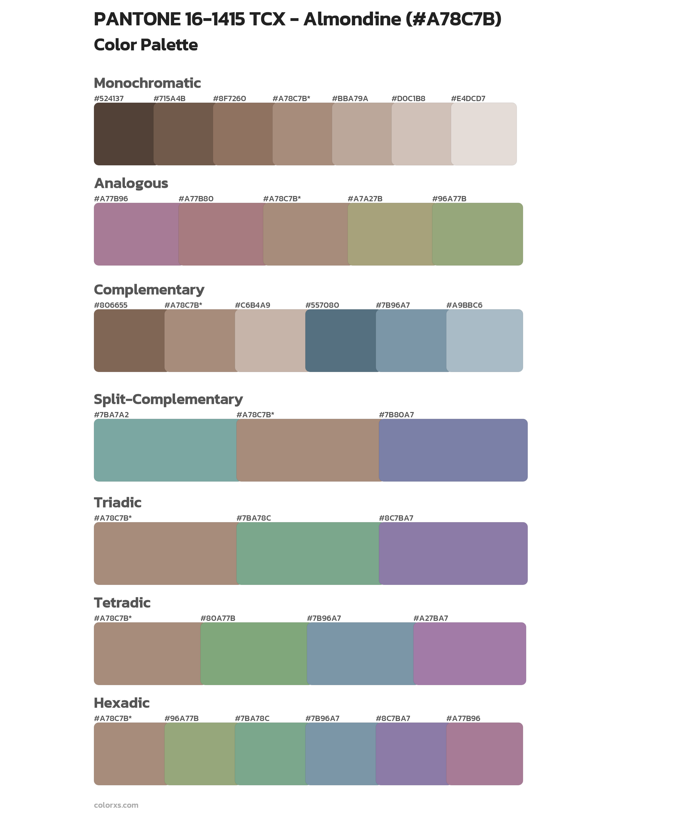 PANTONE 16-1415 TCX - Almondine Color Scheme Palettes