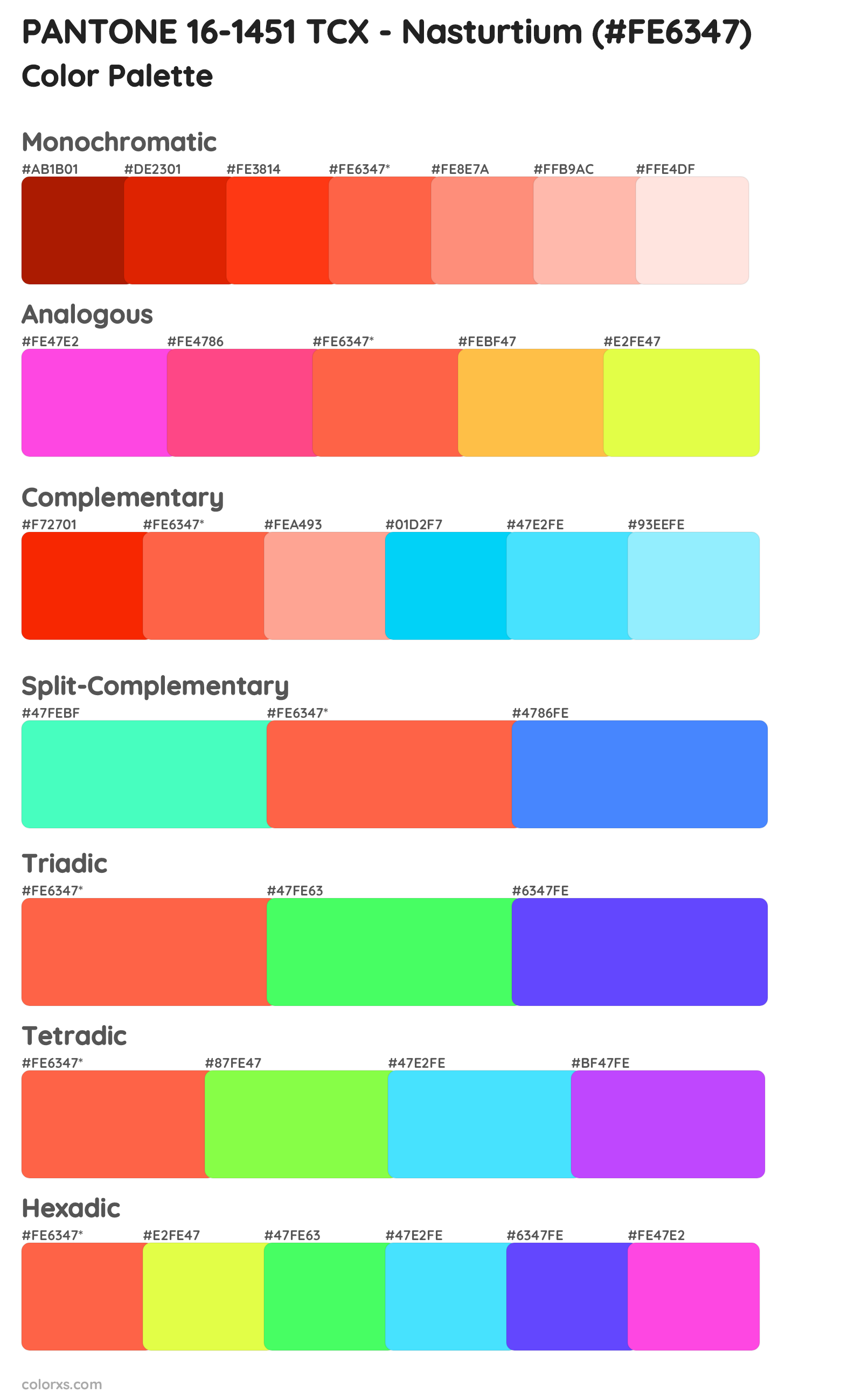 PANTONE 16-1451 TCX - Nasturtium Color Scheme Palettes