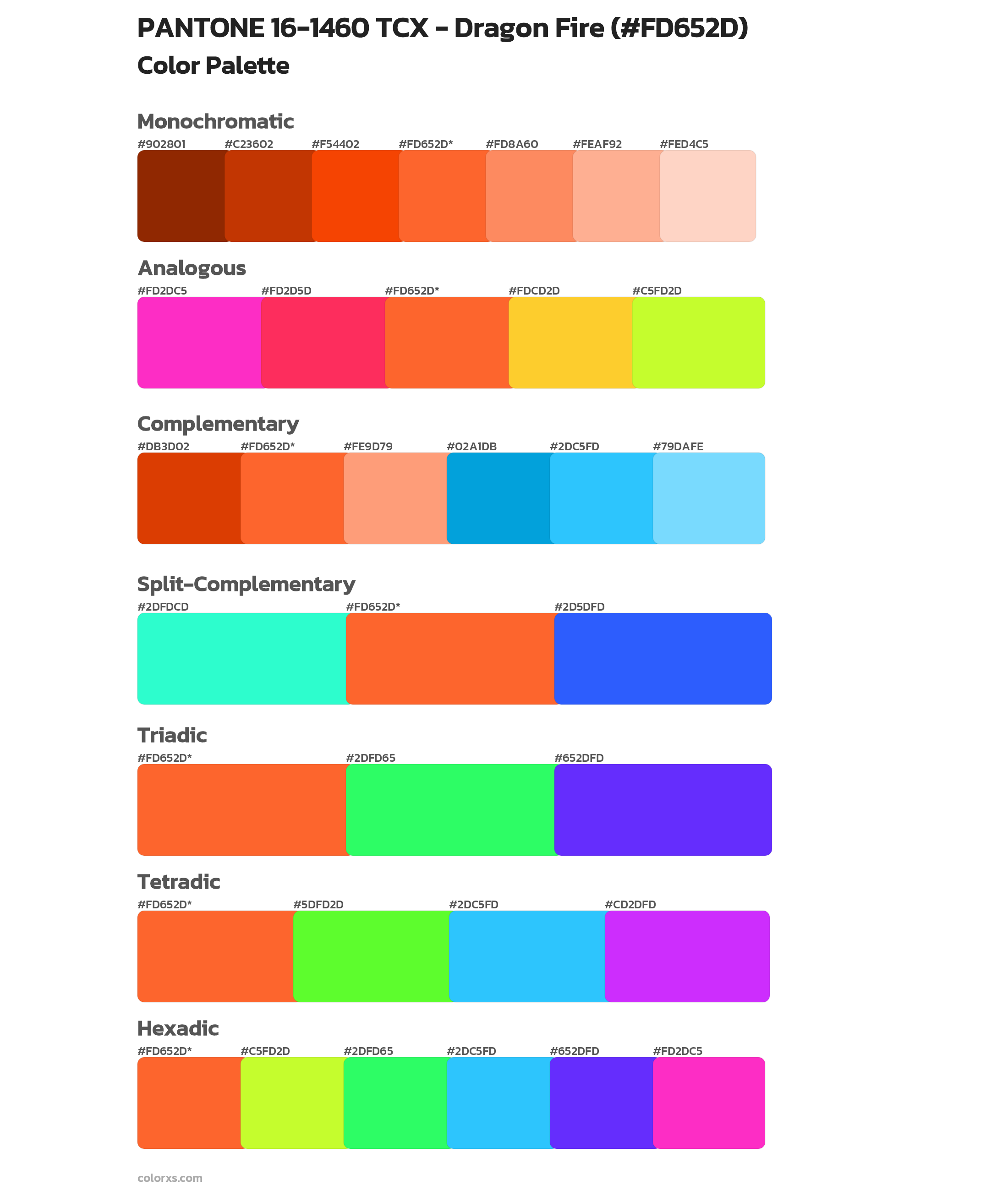 PANTONE 16-1460 TCX - Dragon Fire Color Scheme Palettes