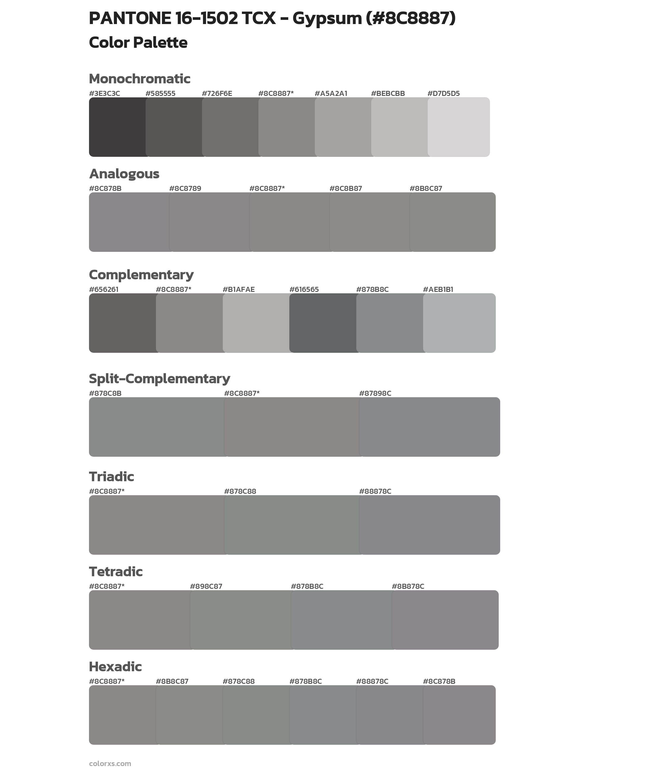 PANTONE 16-1502 TCX - Gypsum Color Scheme Palettes