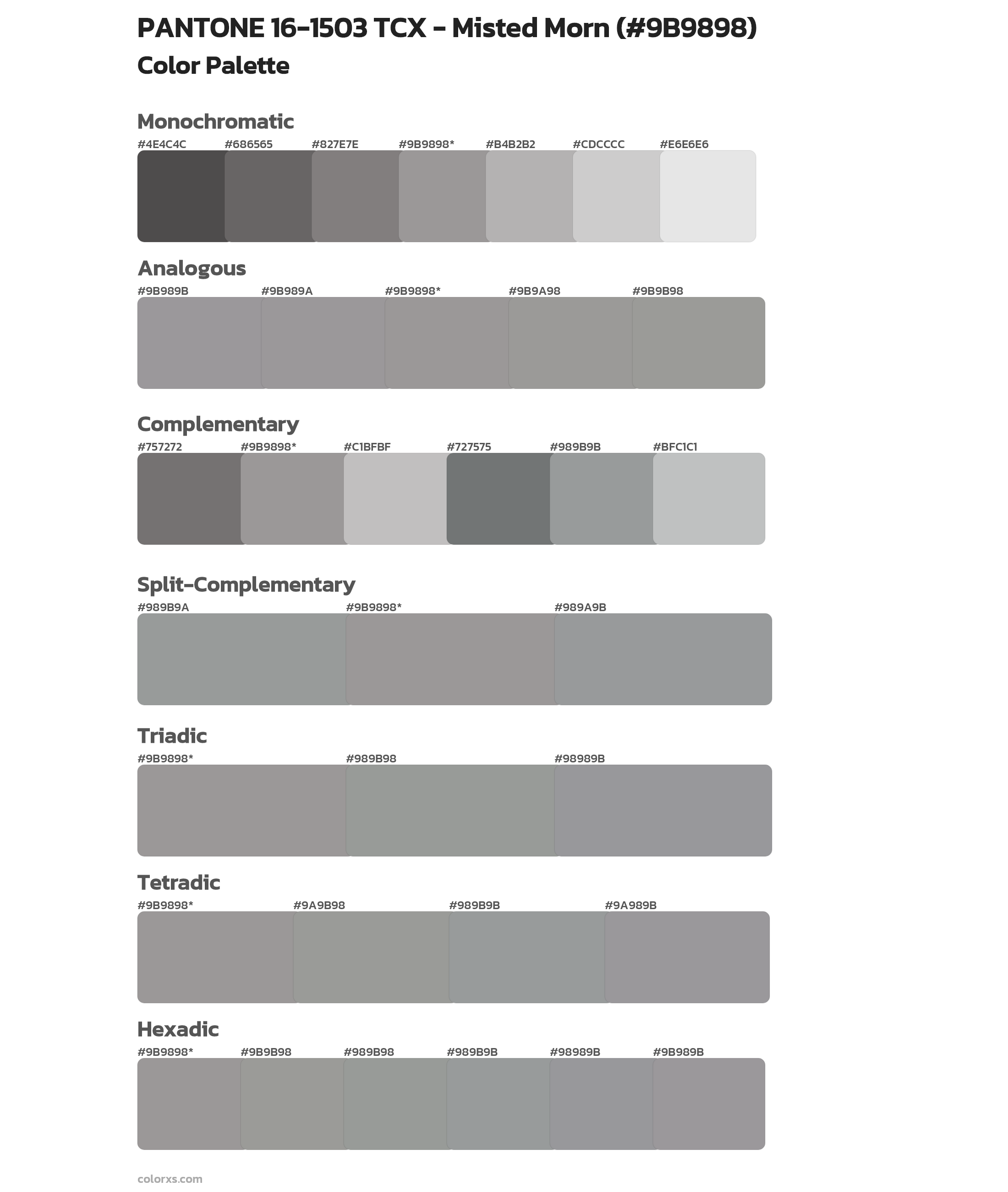 PANTONE 16-1503 TCX - Misted Morn Color Scheme Palettes