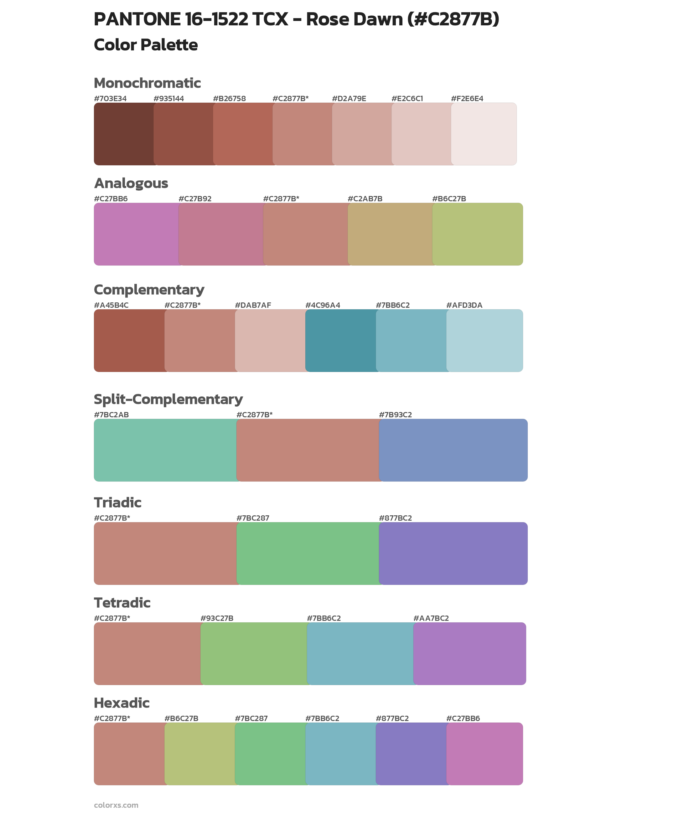 PANTONE 16-1522 TCX - Rose Dawn Color Scheme Palettes