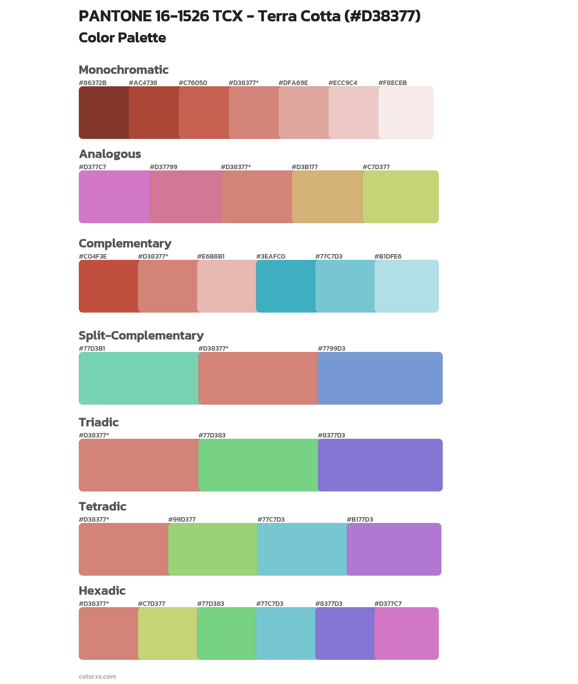 PANTONE 16-1526 TCX - Terra Cotta Color Scheme Palettes