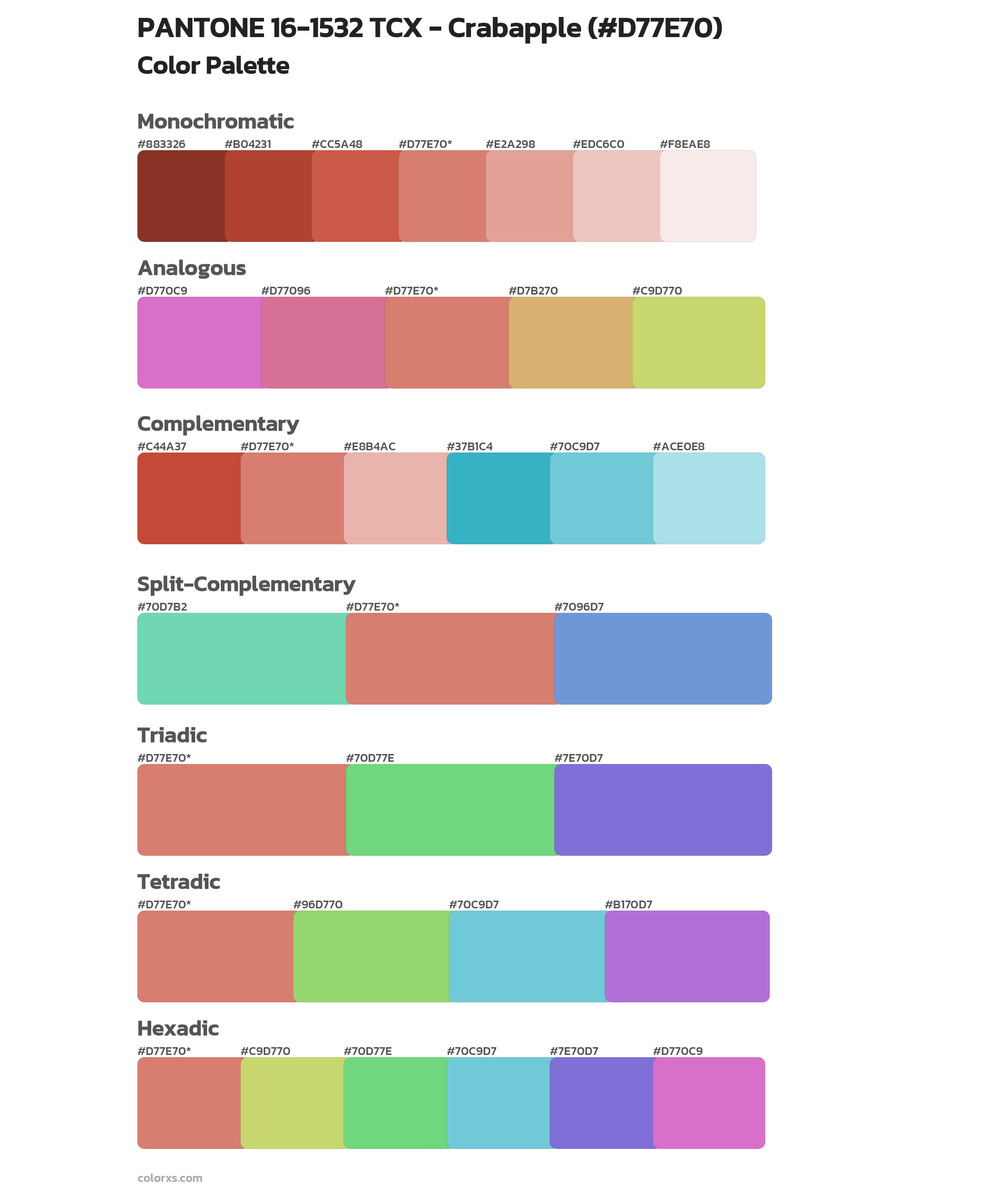 PANTONE 16-1532 TCX - Crabapple Color Scheme Palettes