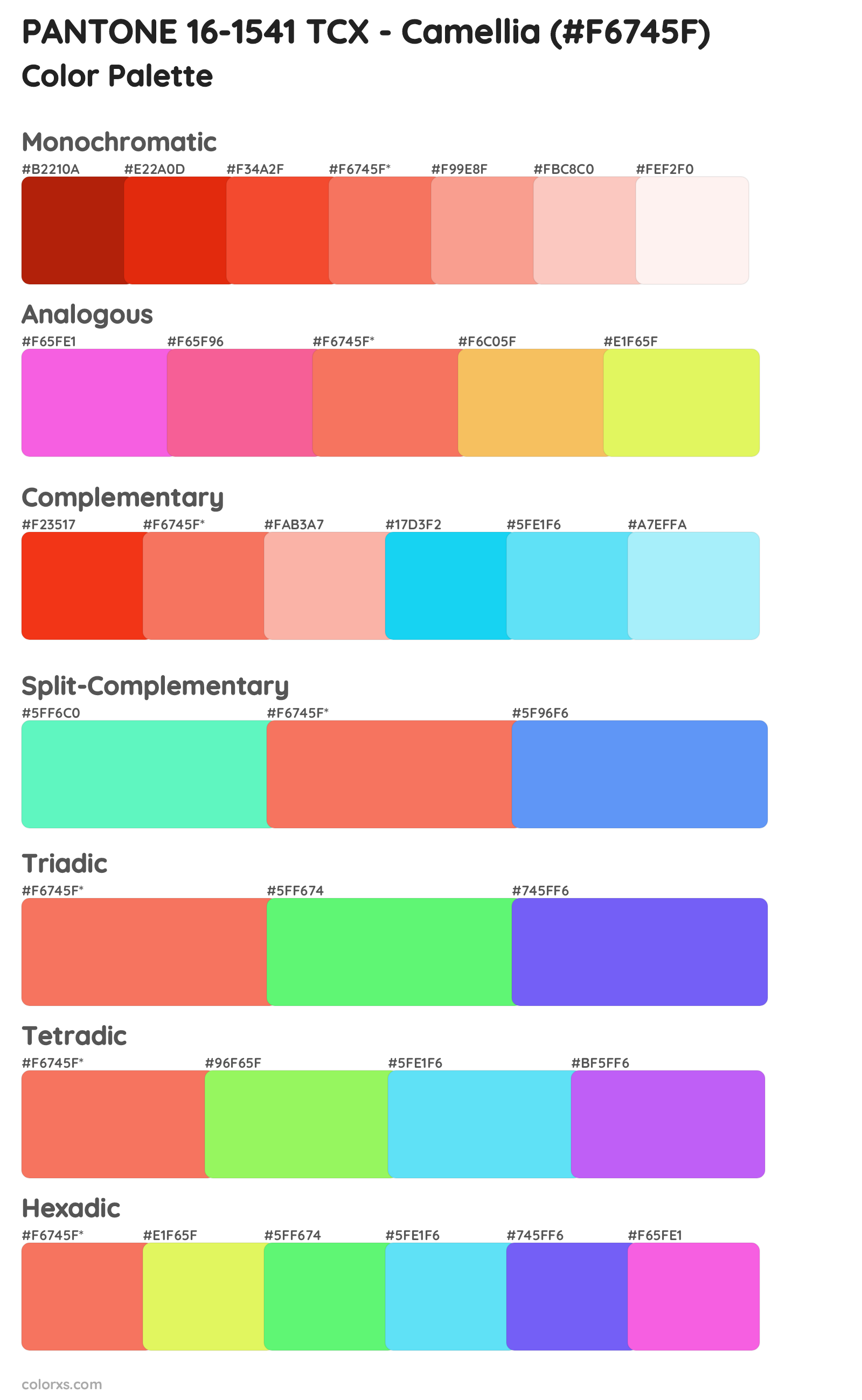 PANTONE 16-1541 TCX - Camellia Color Scheme Palettes